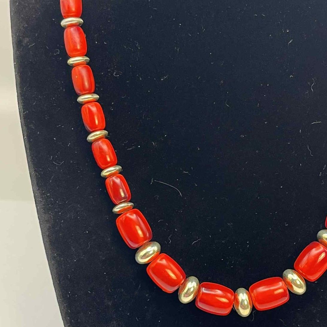 Other Vintage Red & Silver Beaded Necklace Size ONE SIZE - 3 Thumbnail