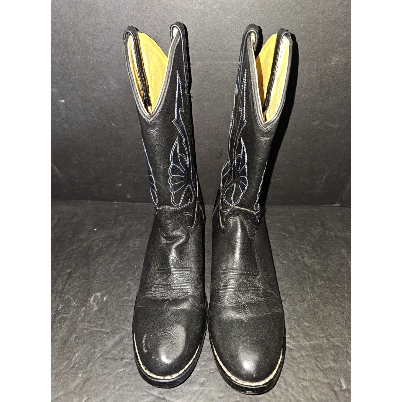 Vintage VINTAGE Masterson Boot Company RB2001Y Black With Blue Stitch Cowboy Western Boots Sz 6D Mens Leather Boots Size US 5 / EU 37 - 7 Thumbnail