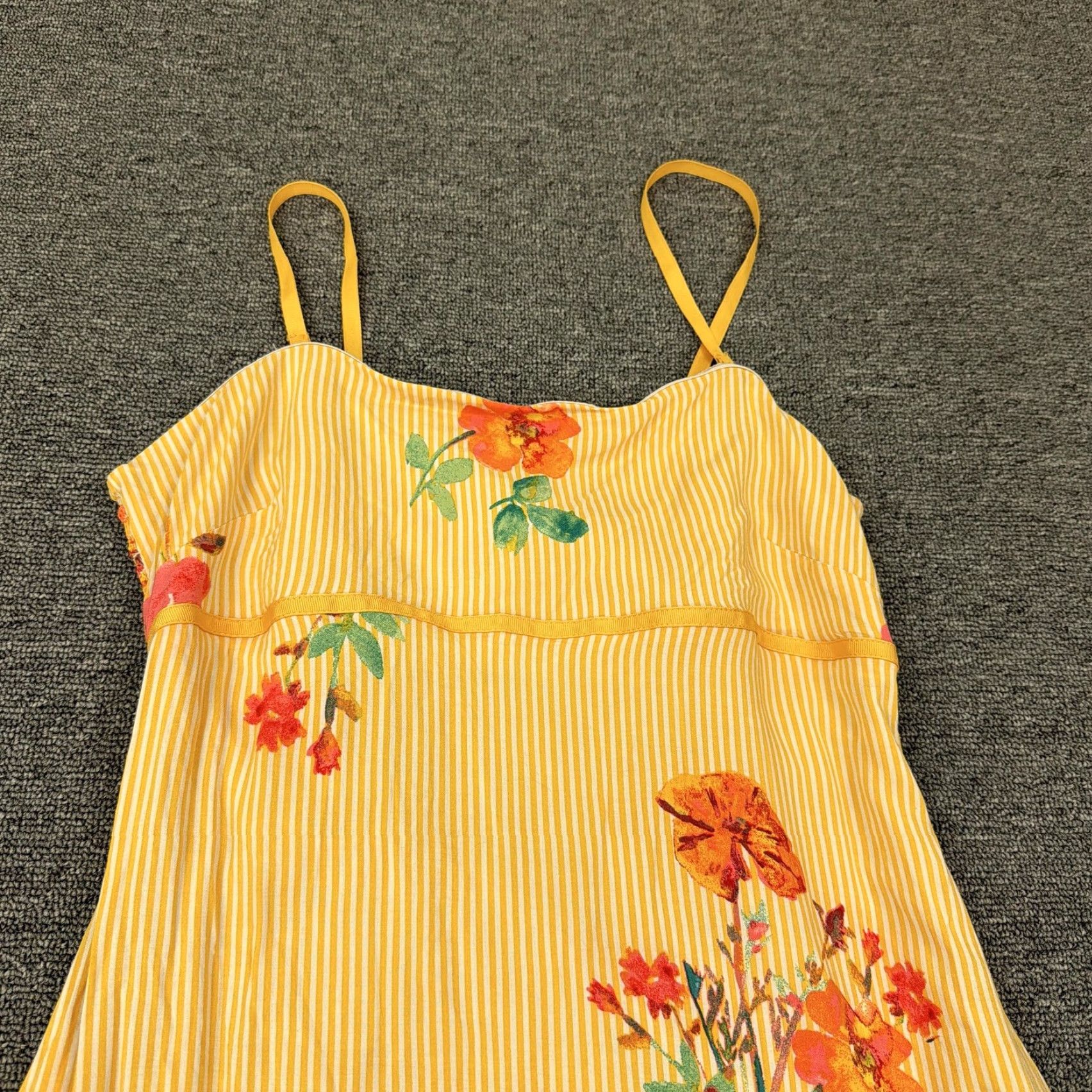 Free People Free People Dress Womens Small Yellow Floral Stripe Ruffle Midi Sundress Boho Size S / US 4 / IT 40 - 2 Thumbnail