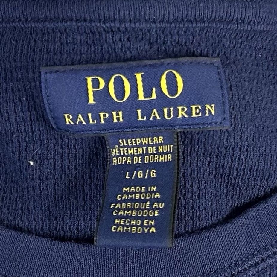 Polo Ralph Lauren Polo Ralph Lauren Sleepwear Top Pony Allover Thermal Navy Blue Cotton Shirt Sleeplong Sleeve Knit Adult L Blue Mens Size US L / EU 52-54 / 3 - 3 Thumbnail