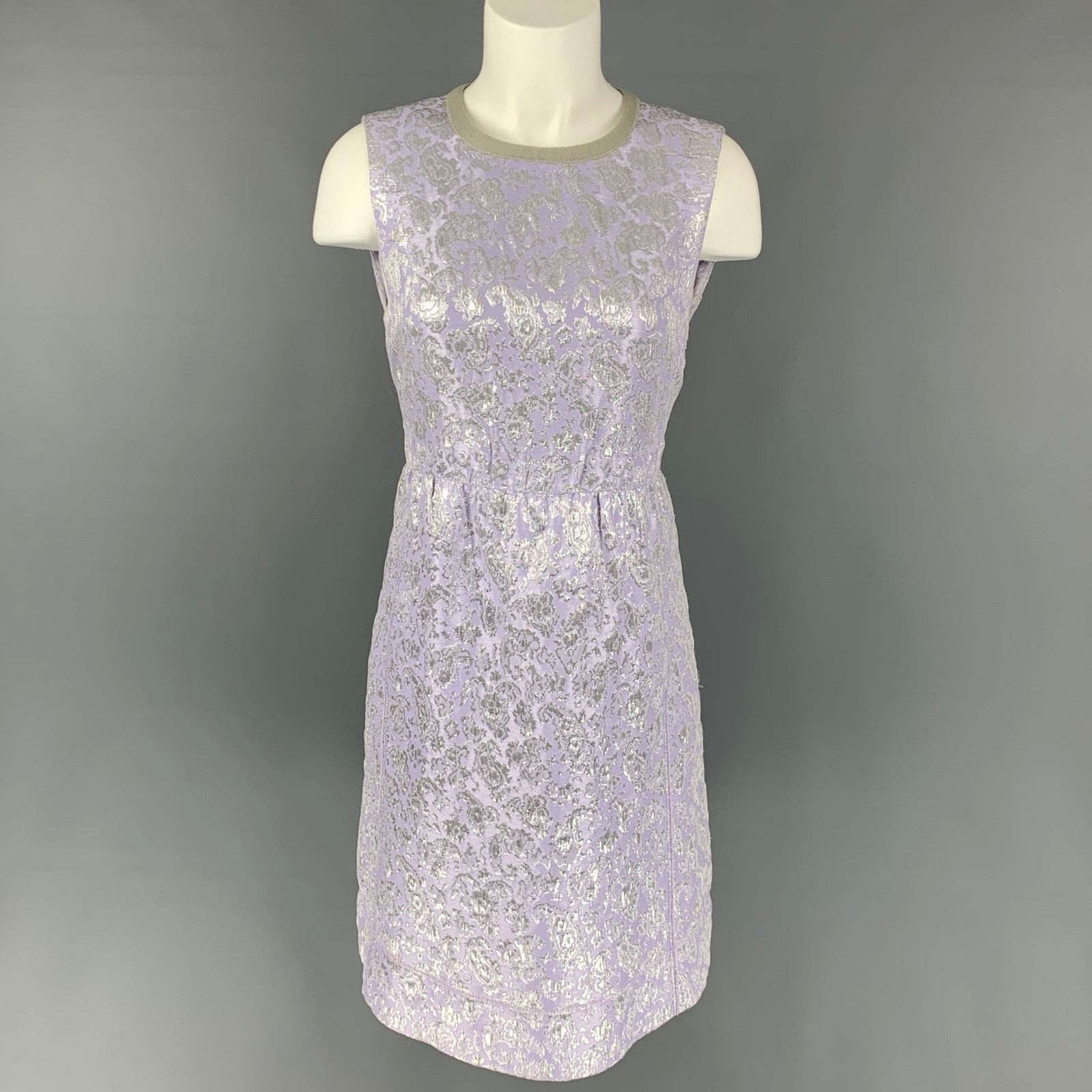 Marc Jacobs Size 6 Lavender & Silver Acetate Blend Jacquard Sheath Dress Size M / US 6-8 / IT 42-44 - 1 Thumbnail