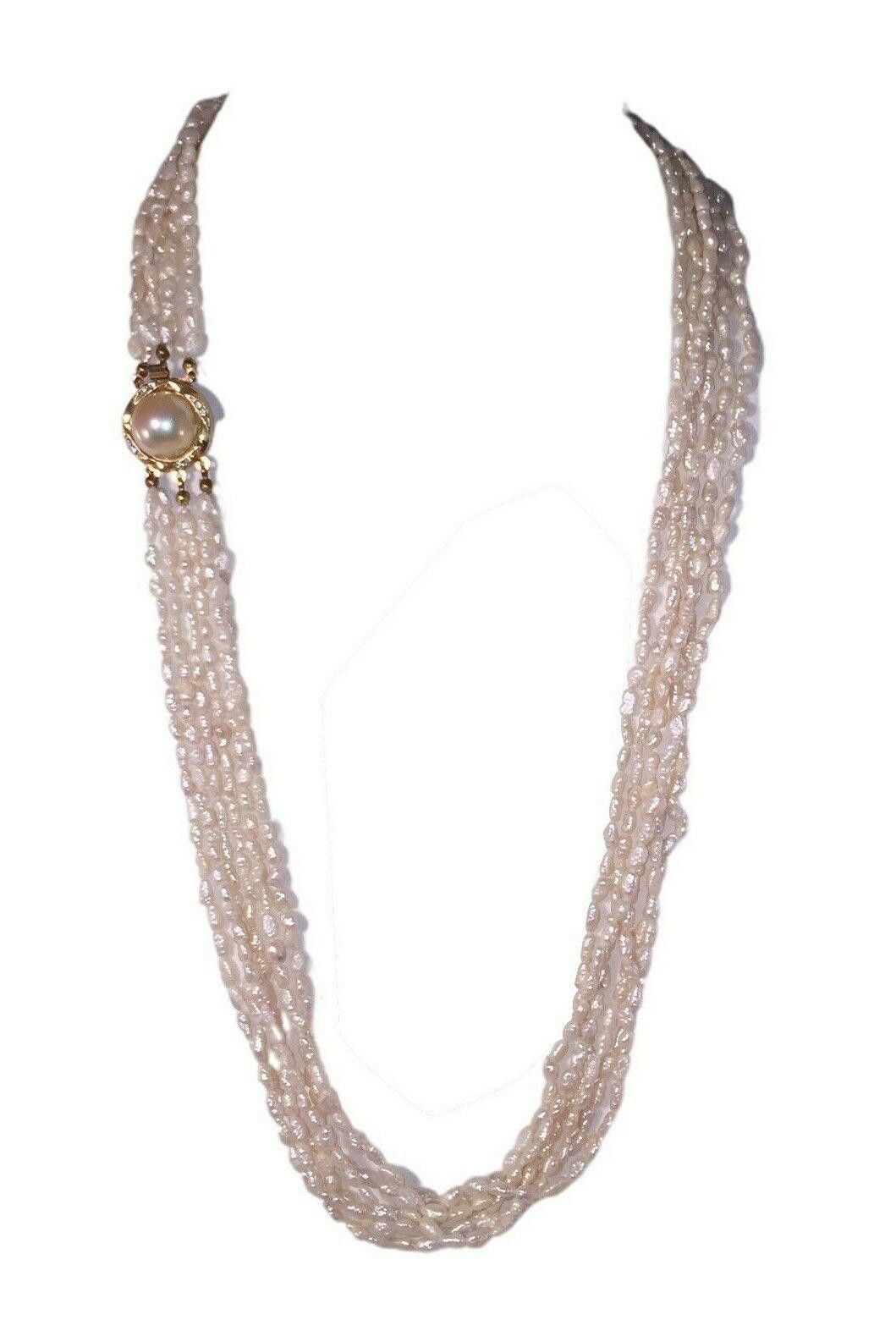 Designer Vintage Freshwater Pearl Bead Multi Strand Necklace Size ONE SIZE - 1 Thumbnail
