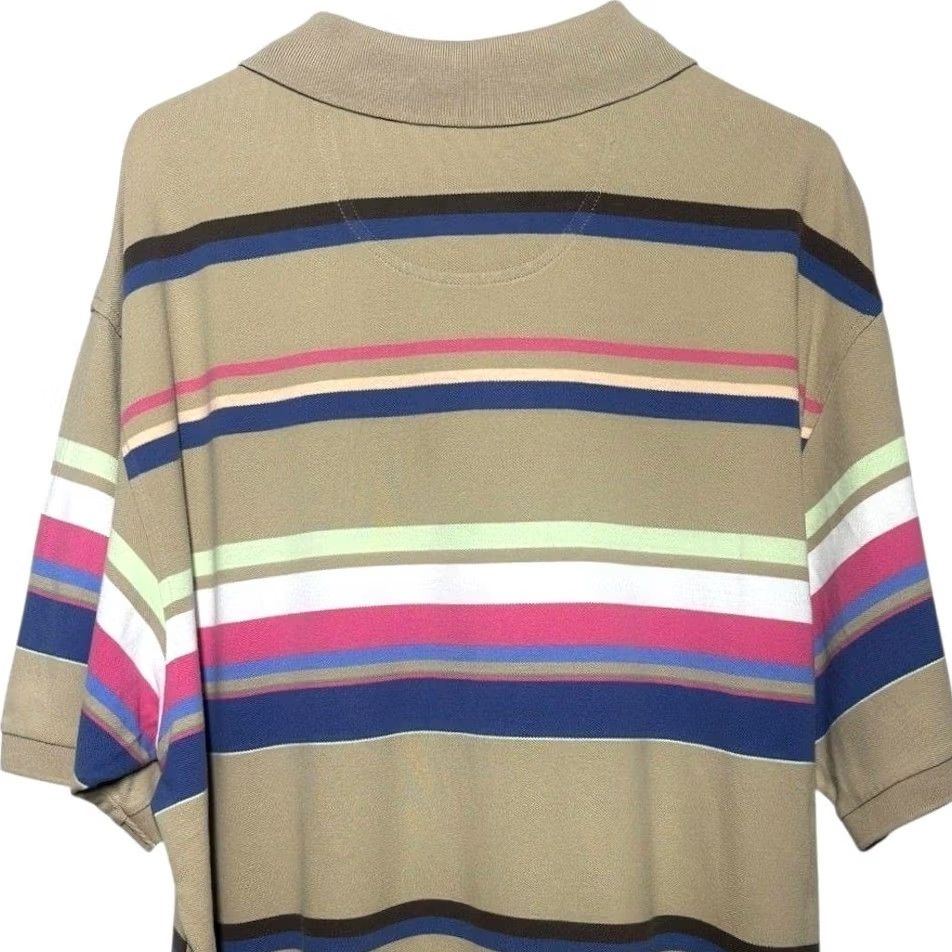 Cremieux DANIEL CREMIEUX CLASSICS Polo Shirt XXL Tan Multi Stripe Short Sleeve Mens Size US XXL / EU 58 / 5 - 2 Thumbnail