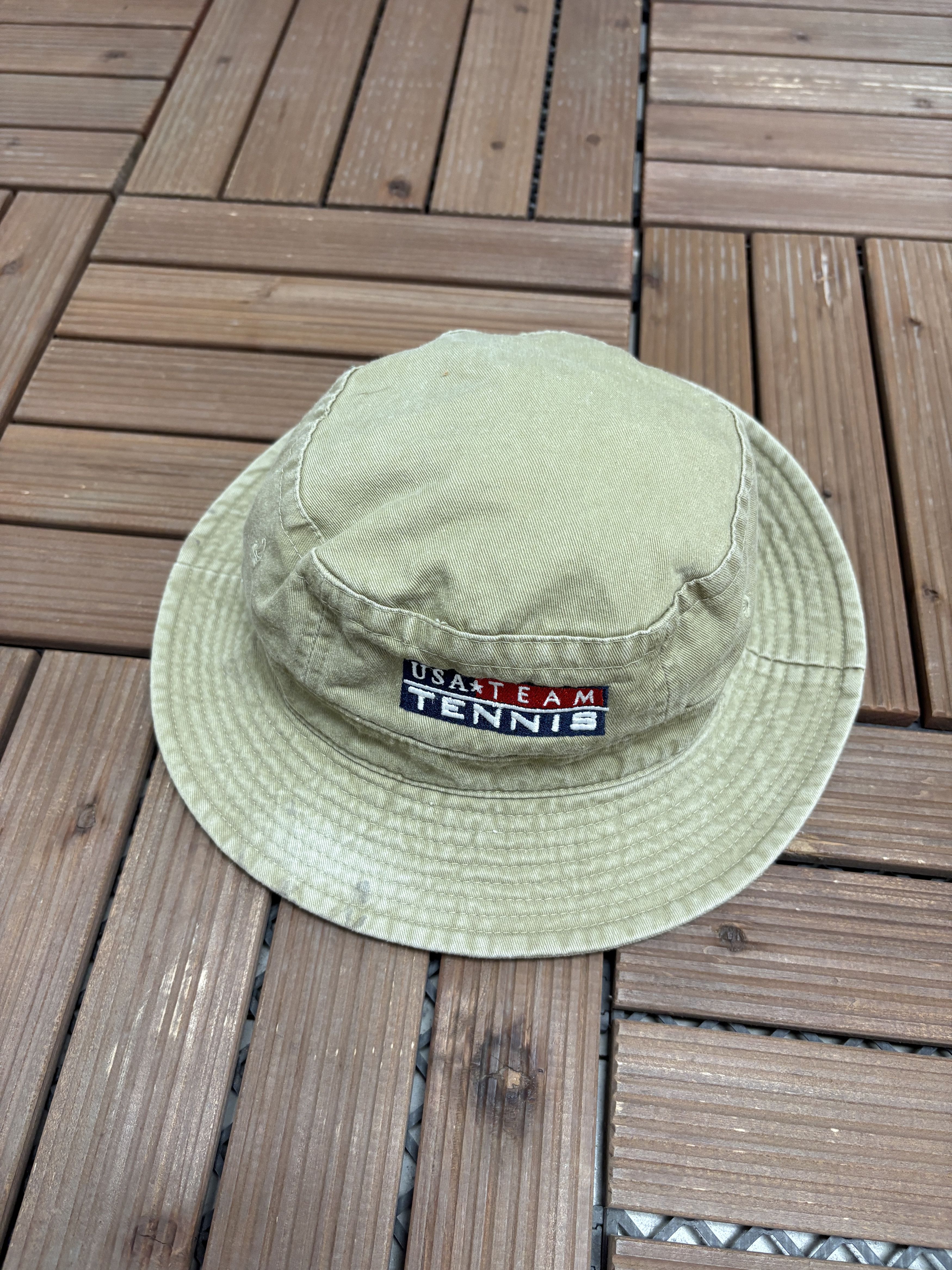 Vintage USA Tennis Embroidered Vintage Beige Bucket Hat Size ONE SIZE - 1 Thumbnail