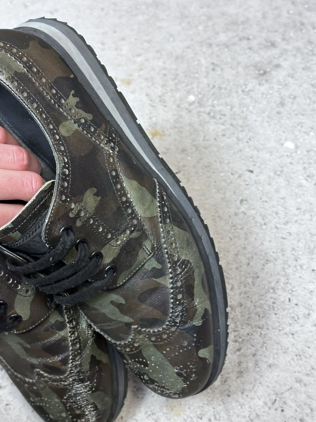 Prada Prada Mens Camo Full Brogue Derby Shoes size - 44/45 us - 11 Size US 11 / EU 44 - 12 Thumbnail