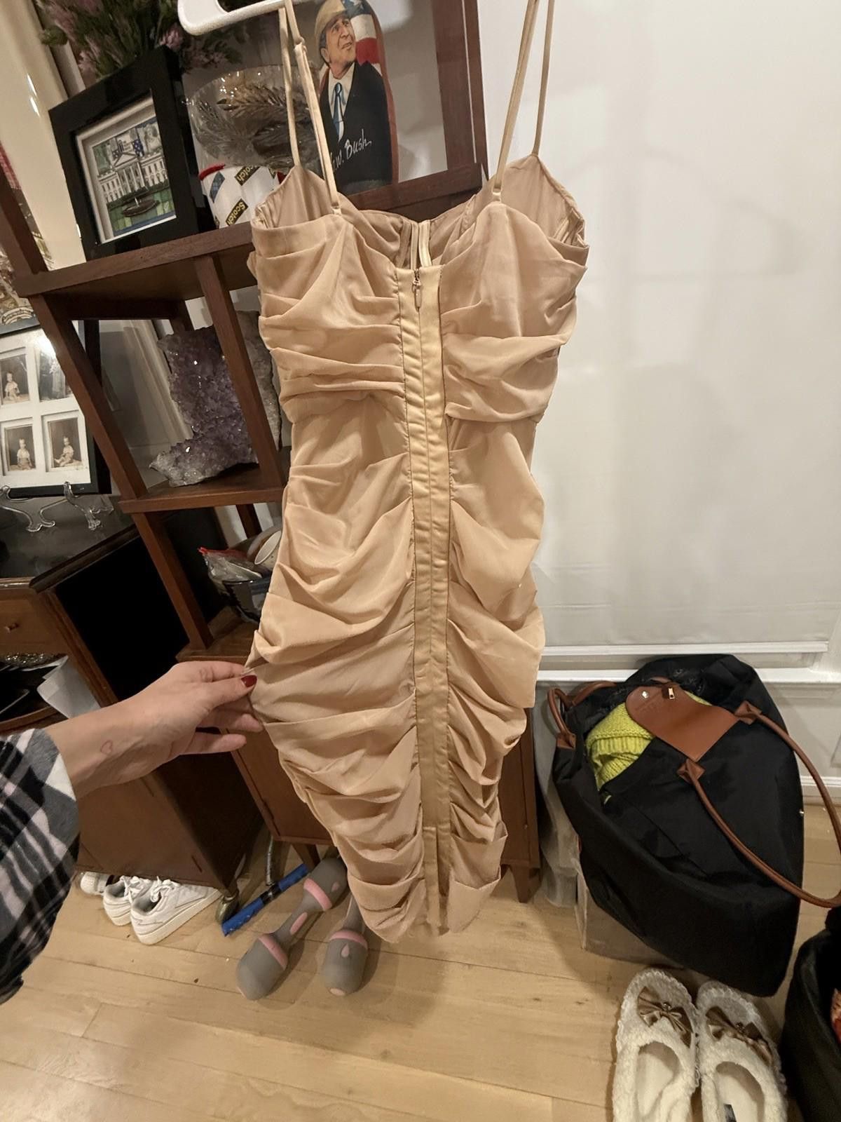 Other House of CB Nude Corset Ruched Midi Sheer Chiffon Dress S Size S / US 4 / IT 40 - 9 Thumbnail