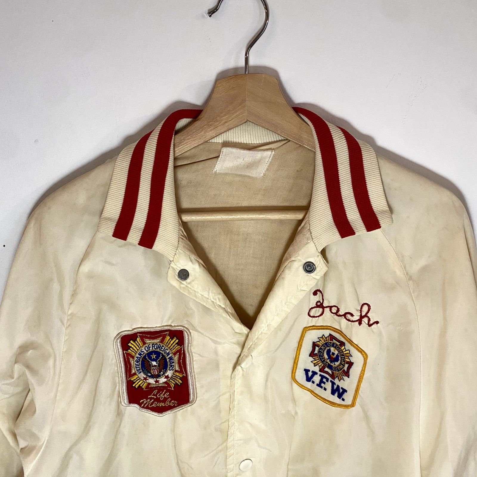 Vintage Vintage Satin Varsity Jacket Chain Stitched VFW War Veterans Size US M / EU 48-50 / 2 - 2 Thumbnail