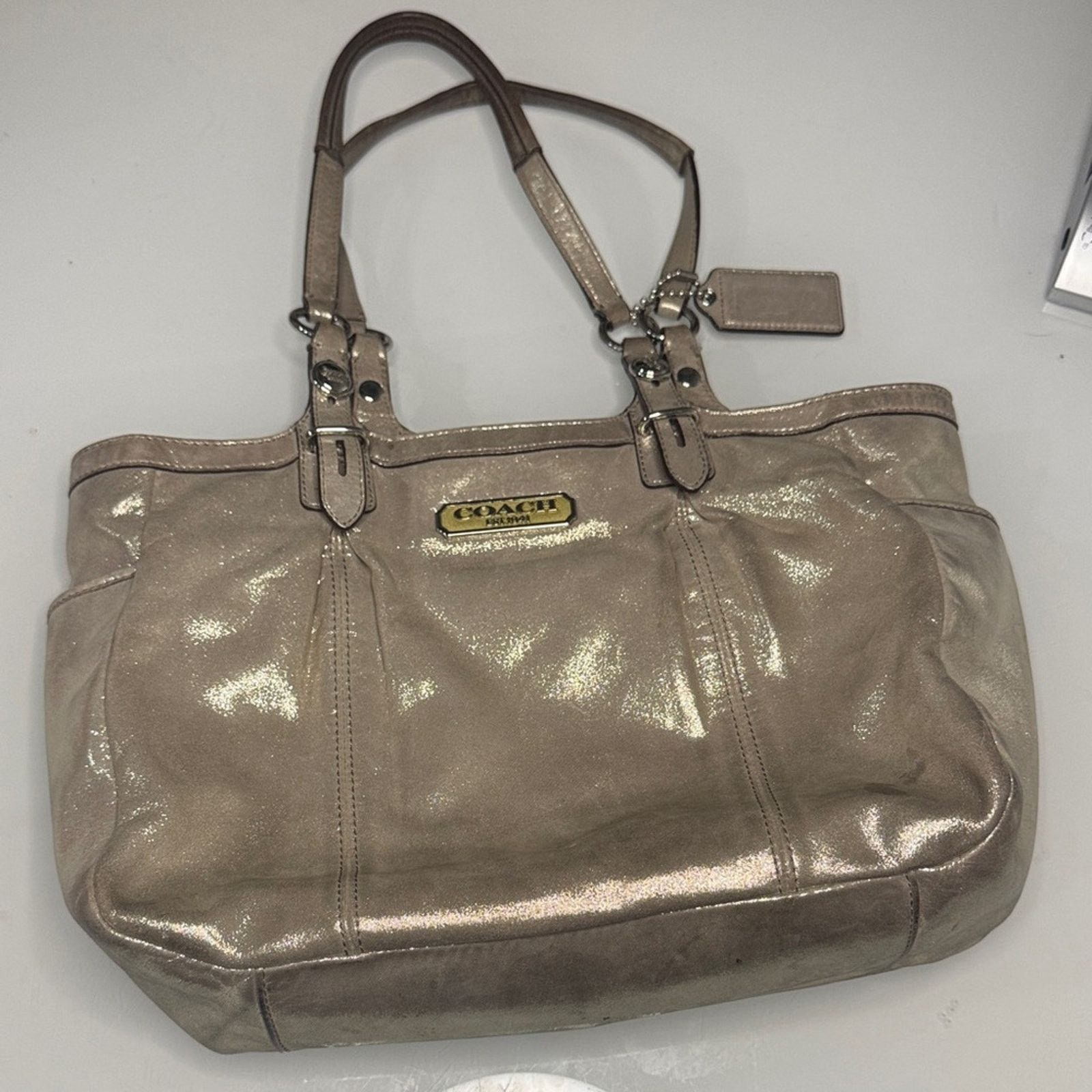 Coach Coach Metallic Leather Tote Bag – Champagne Gold Size ONE SIZE - 1 Thumbnail