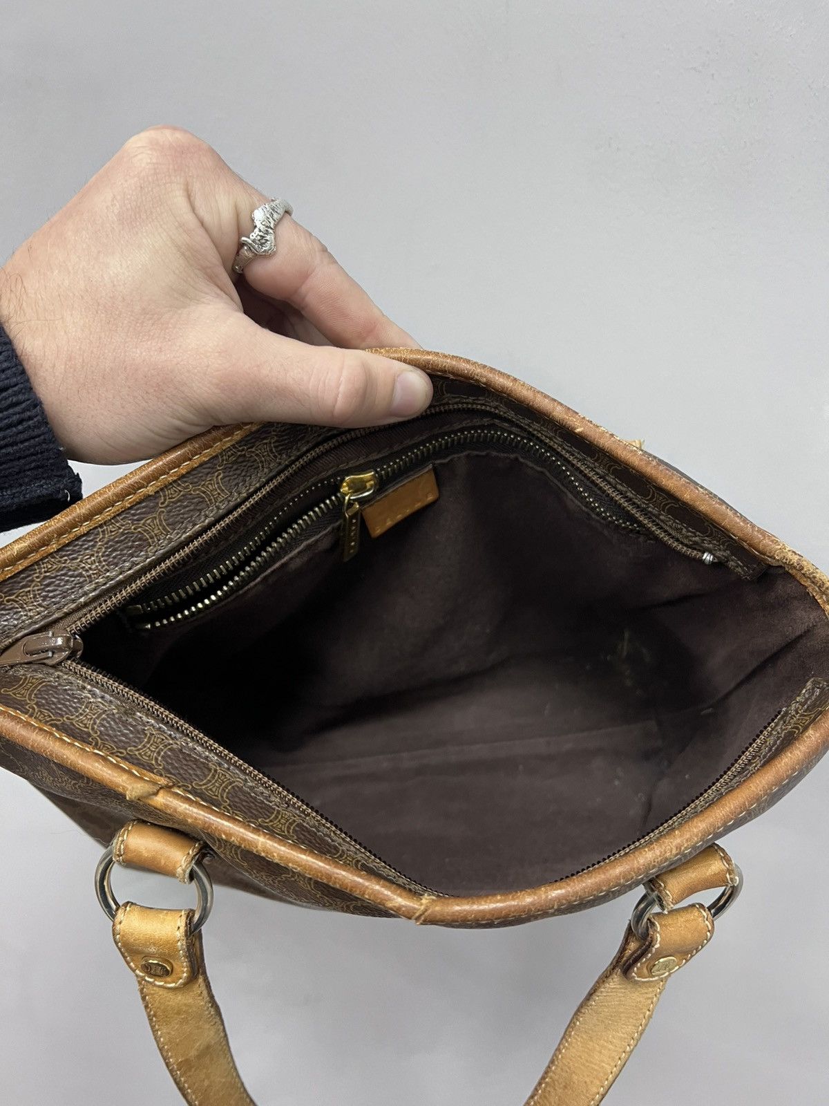Celine × Vintage Authentic MONOGRAM LEATHER Vintage CELINE Bag MINI Size ONE SIZE - 12 Thumbnail
