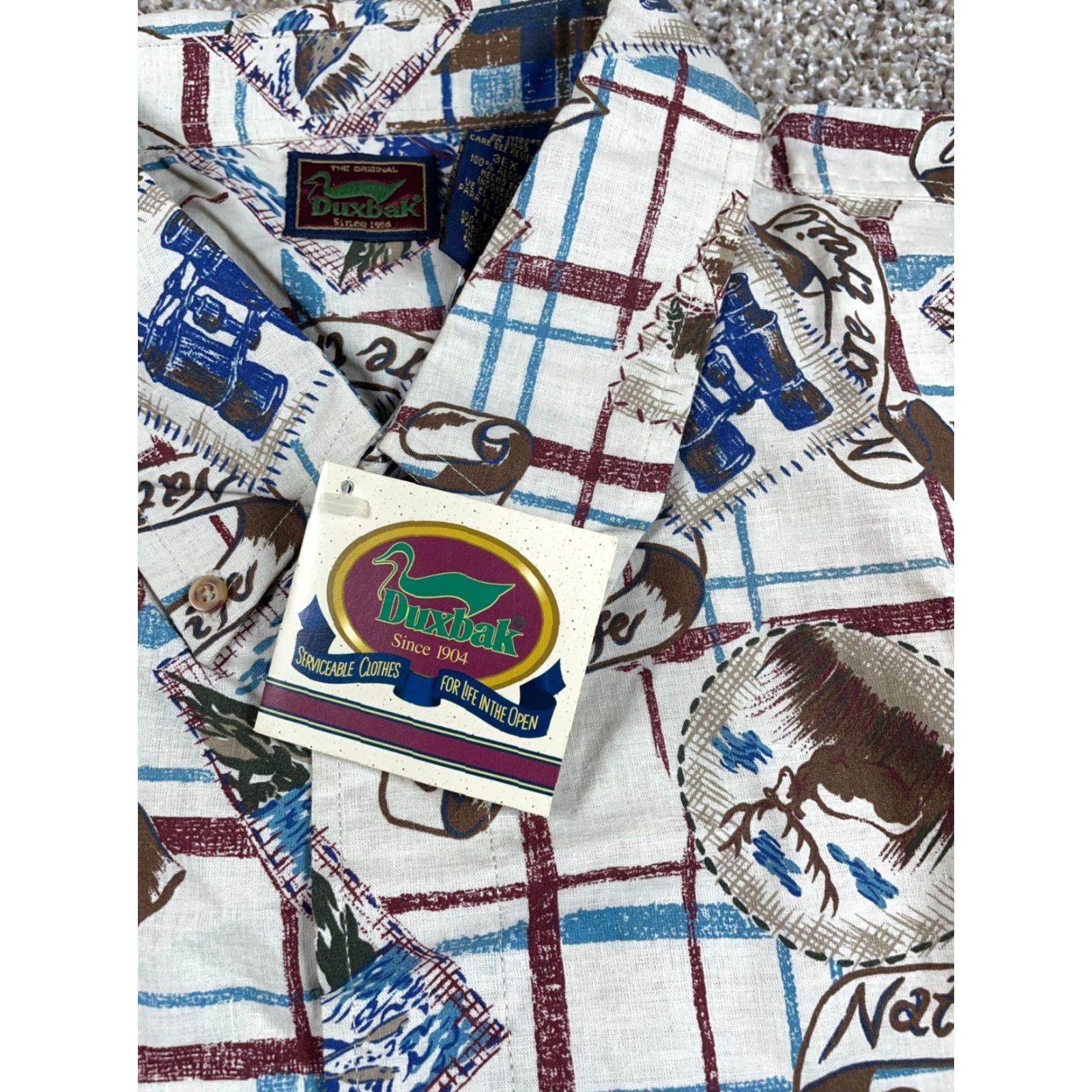 Vintage VINTAGE Duxbak Shirt Adult 3XL White Deer Print Short Sleeve Button-Down Collar Men Size US XXL / EU 58 / 5 - 5 Thumbnail