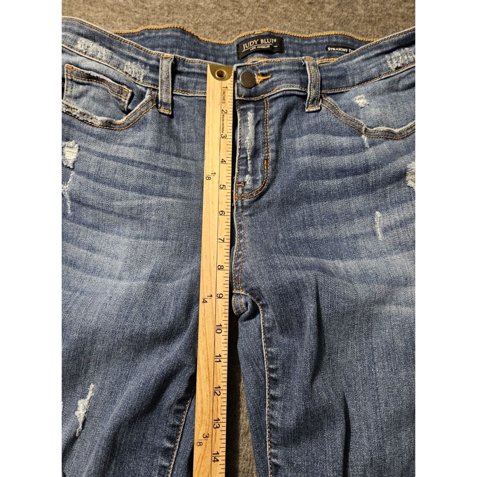 Vintage Judy Blue Jeans Women's 15/32 Low Rise Skinny Straight Denim Distressed Blue 24In Inseam Regular Fit Cute City Preppy Clothing Women Size 36" / US 14 / IT 50 - 5 Thumbnail