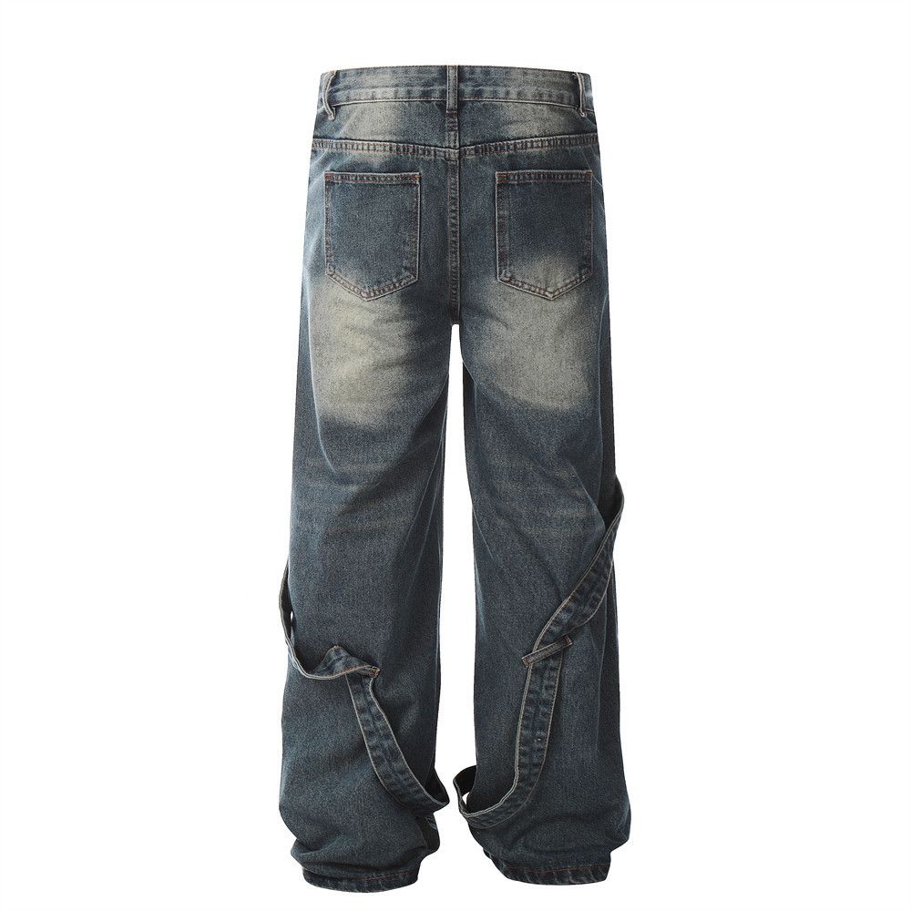 Japanese Brand × Jean Men's loose trendy patchwork jeans with metal buttons Size US 34 / EU 50 - 3 Thumbnail