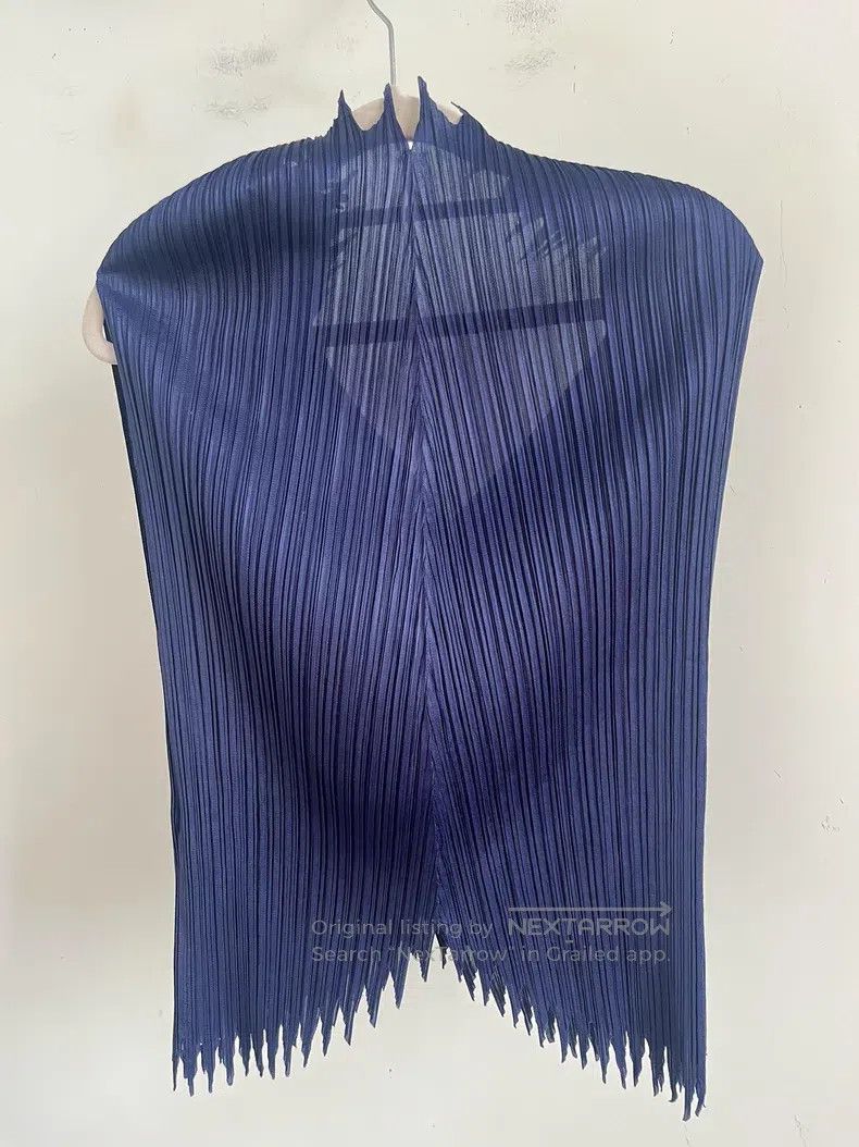 Issey Miyake Issey Miyake Blue Small Zigzag Top Size L / US 10 / IT 46 - 2 Thumbnail