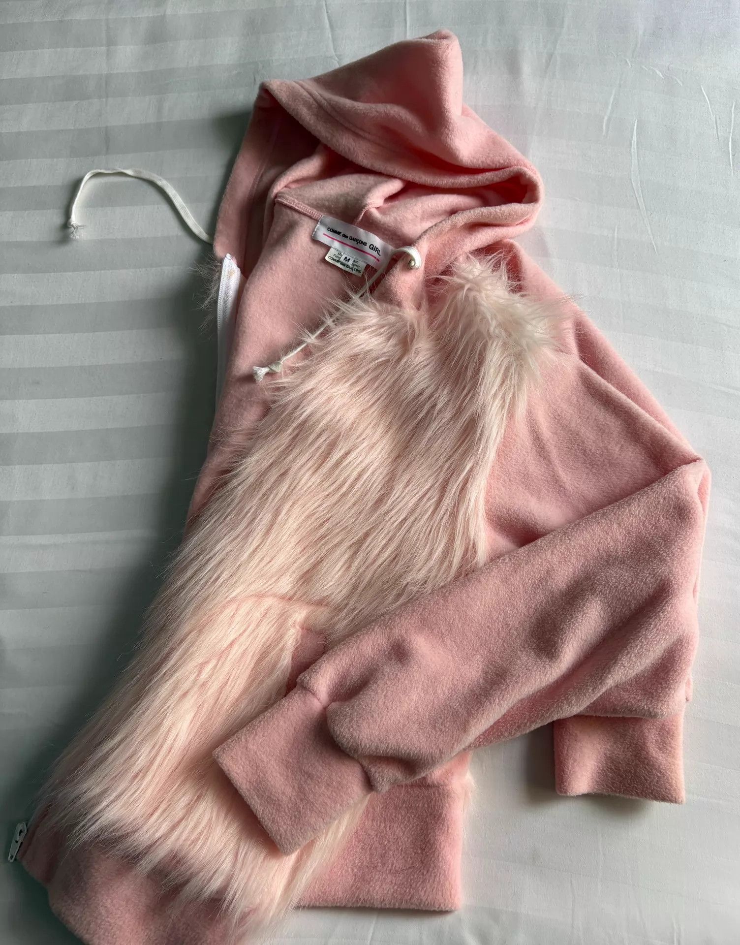 Comme des Garcons CDG Girl Pink Fur Panel Hoodie Jacket Women's Size M / US 6-8 / IT 42-44 - 8 Thumbnail