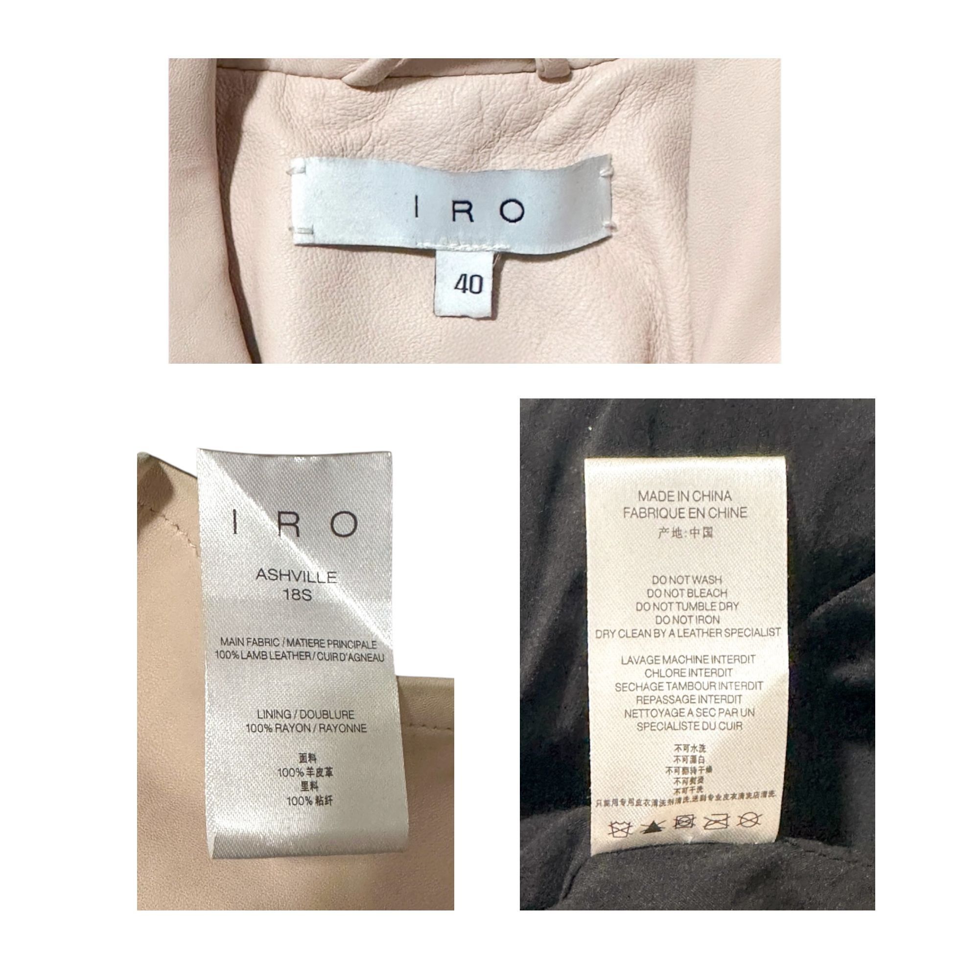 Iro IRO Ashville cropped washed-leather biker jacket, Nude Size M / US 6-8 / IT 42-44 - 4 Thumbnail