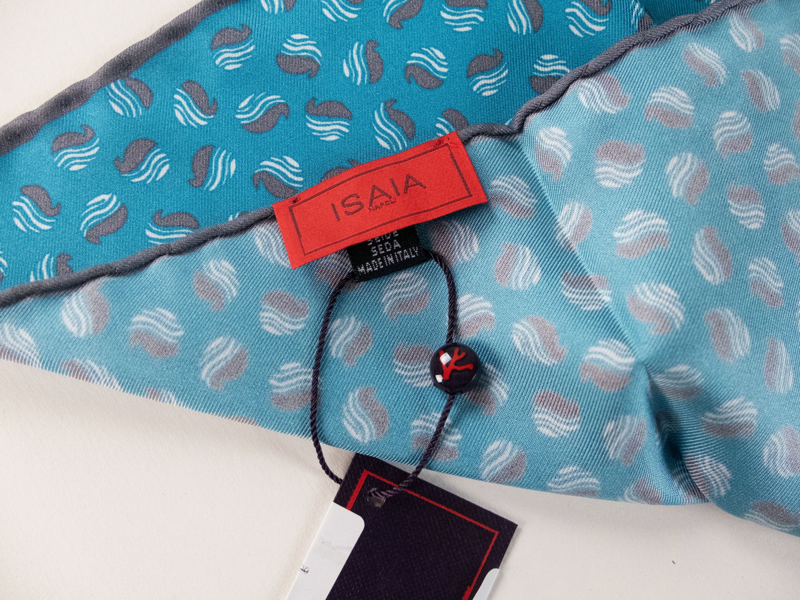 Isaia ISAIA Napoli blue Ying Yang motif silk pocket square Size ONE SIZE - 4 Thumbnail