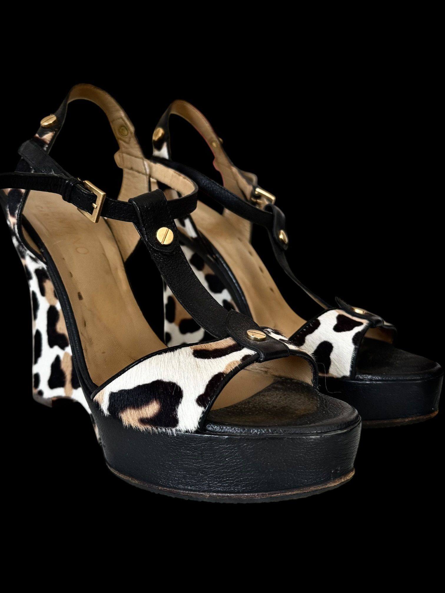 Giovanni Valentino Valentino Garavani Pony Hair Leopard Platform Sandals Size US 11 / IT 41 - 1 Thumbnail