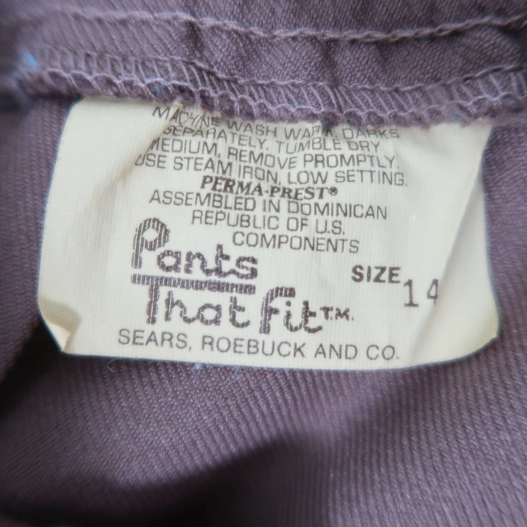 Sears VINTAGE Sears taupe brown high rise straight leg pants Woman Size 14 Regular 28" Waist Polyester Dress Pants 70s Spring Fall Womens Size 28" / US 6 / IT 42 - 4 Thumbnail