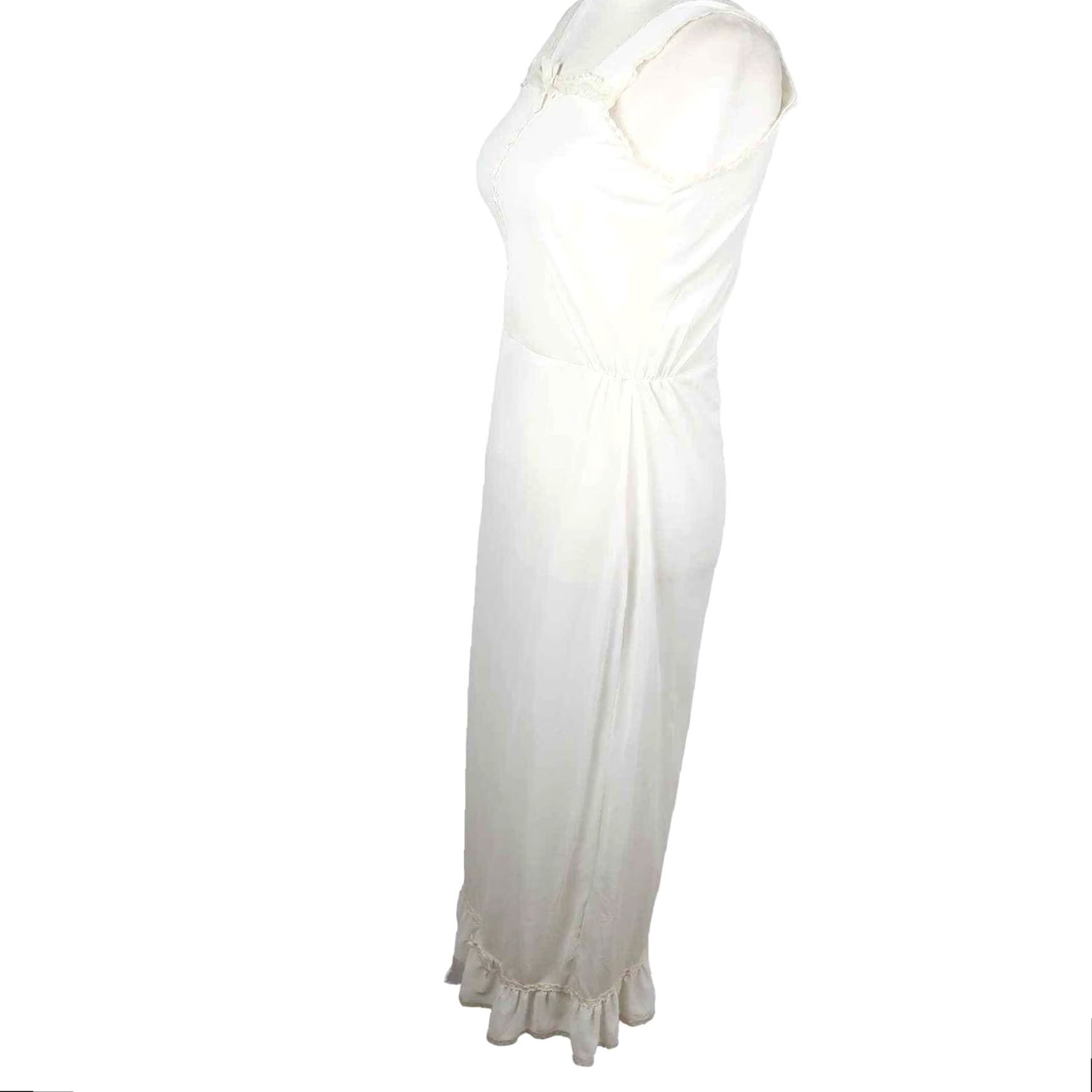 Vintage VINTAGE Her Majesty cream white nylon maxi slip dress 14 Women Sleeveless Dress 70s 80s sheath Size S / US 4 / IT 40 - 3 Thumbnail