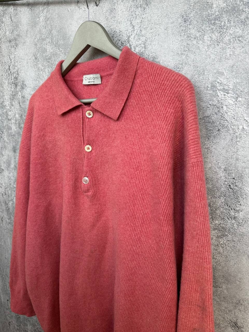 Cruciani Cruciani Cashmere Polo Sweater Ribbed 100% Cashmere Pink Size US L / EU 52-54 / 3 - 5 Thumbnail