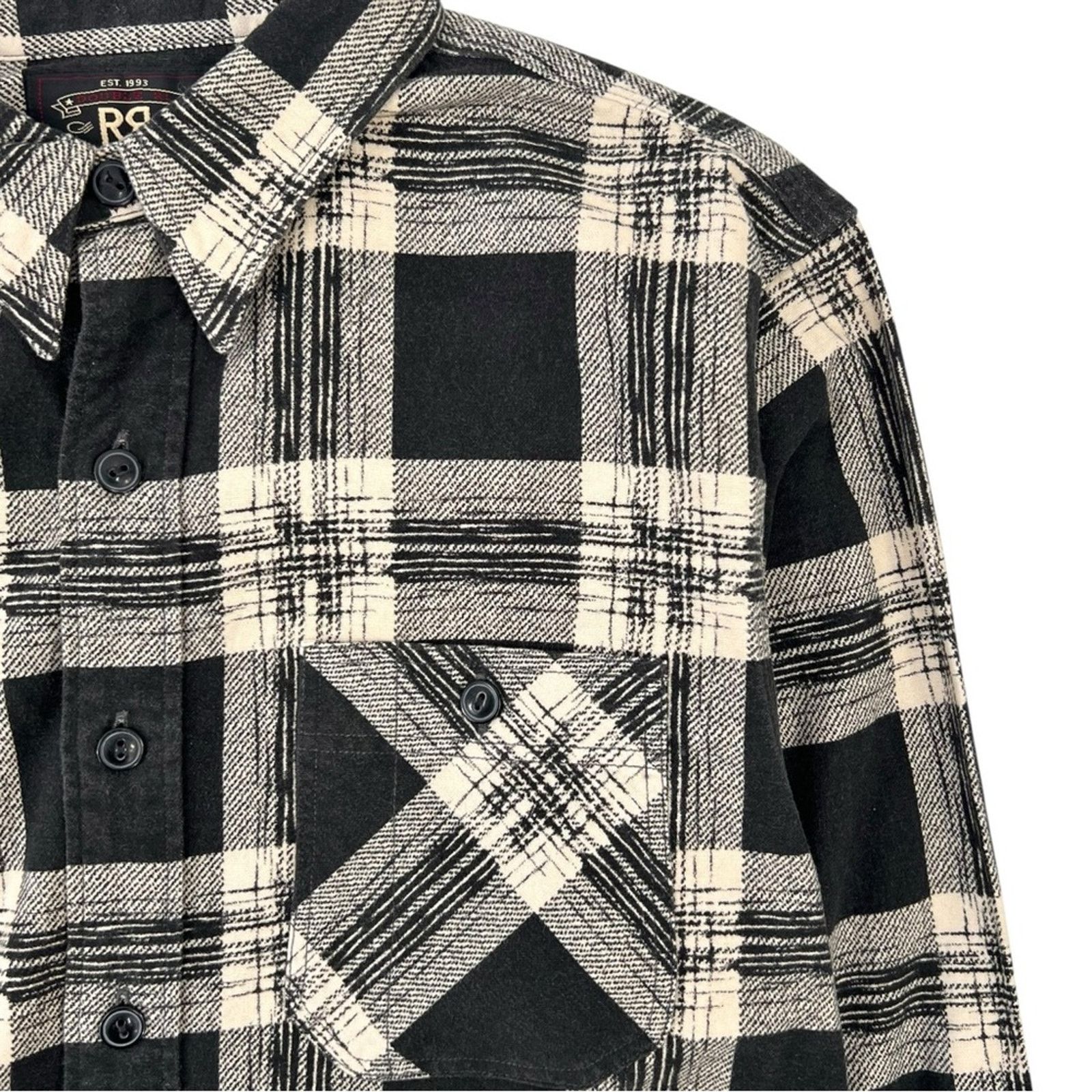 RRL Ralph Lauren Wallace Plaid Workshirt Flannel in Black & Cream Size US M / EU 48-50 / 2 - 4 Thumbnail