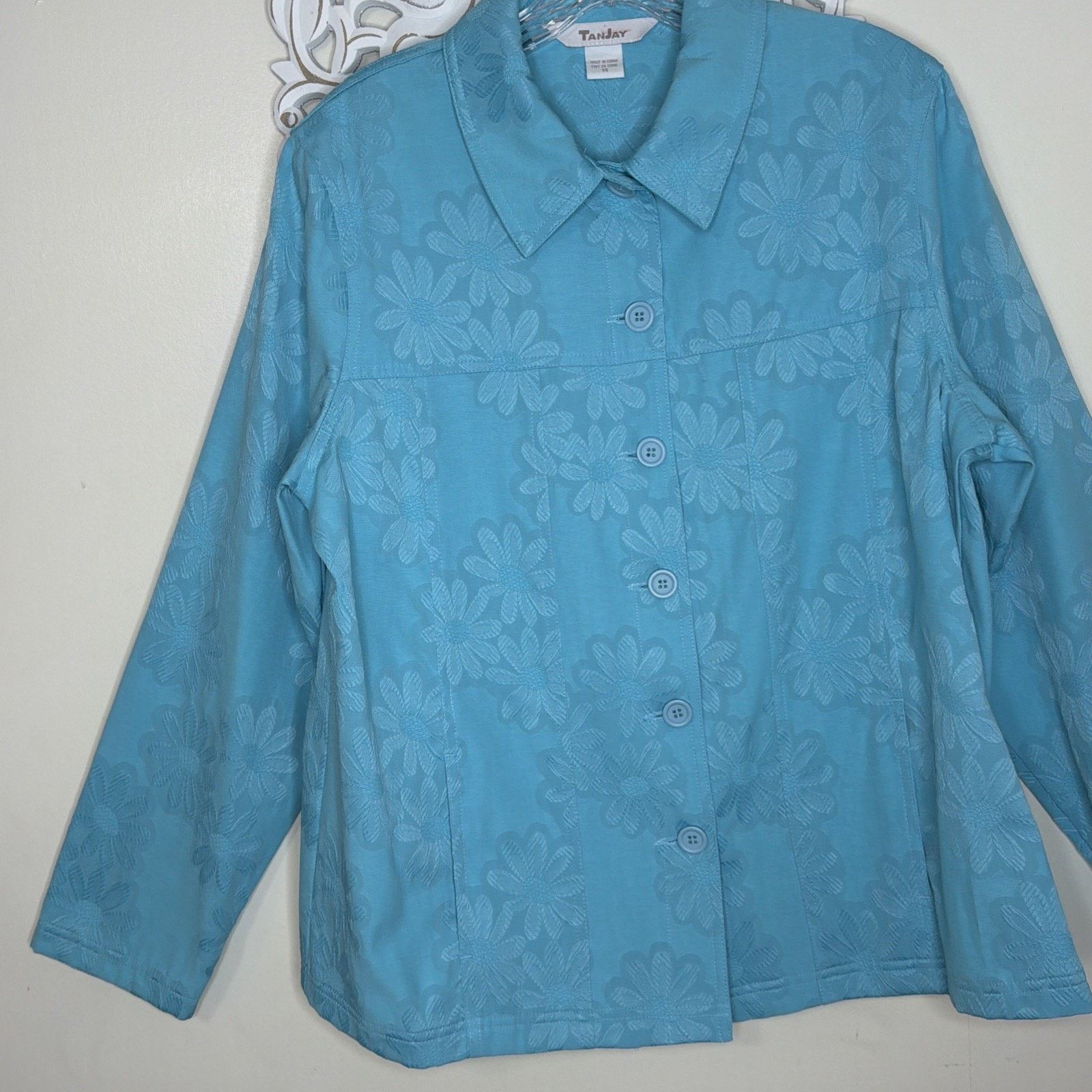 Other TANJAY Women's 14 Jean JACKET Pockets TURQUOISE NWT Size XL / US 12-14 / IT 48-50 - 3 Thumbnail