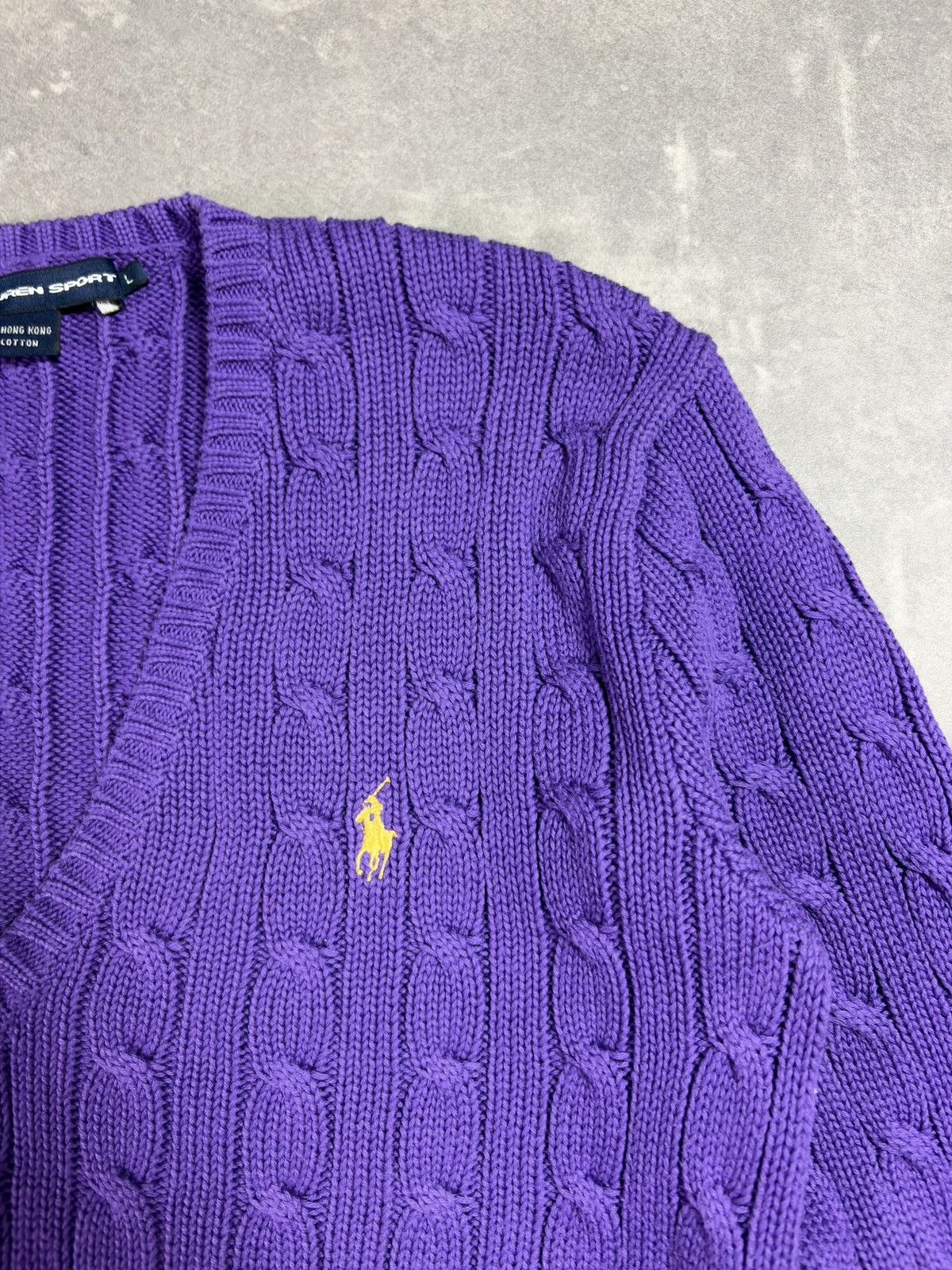 Polo Ralph Lauren Vintage Y2K V-Neck Ralph Lauren Sport Cable Knit Sweater L Size L / US 10 / IT 46 - 5 Thumbnail
