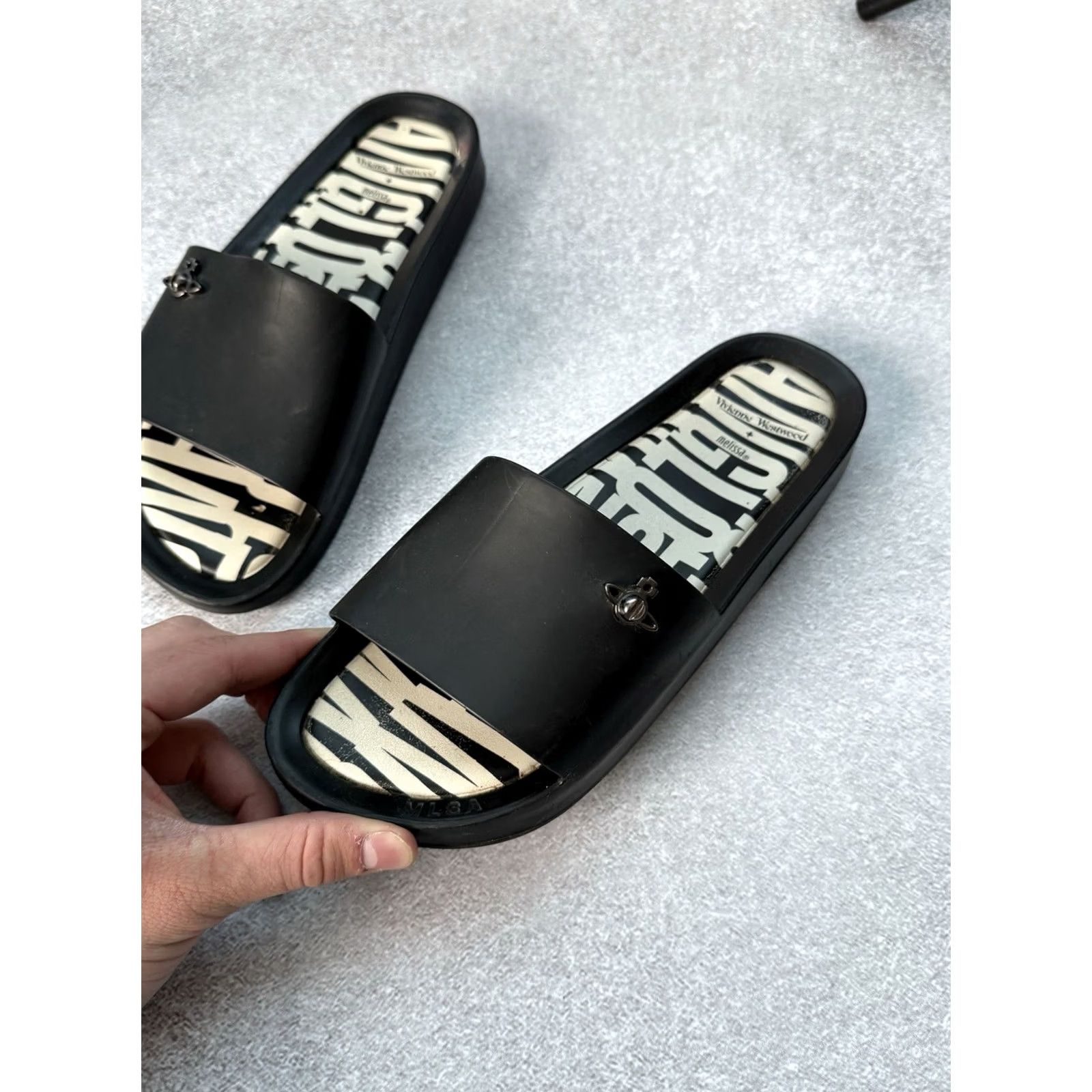 Vivienne Westwood VIVIENNE WESTWOOD x MELISSA Melissa Anglomania Beach Slides Sandals Men EU 40 Black Slip On Size 40 - 3 Thumbnail