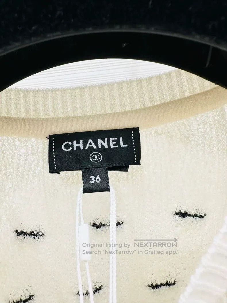Chanel Chanel 25k metres white round neck long-sleeved bow knitte Size XS / US 0-2 / IT 36-38 - 5 Thumbnail