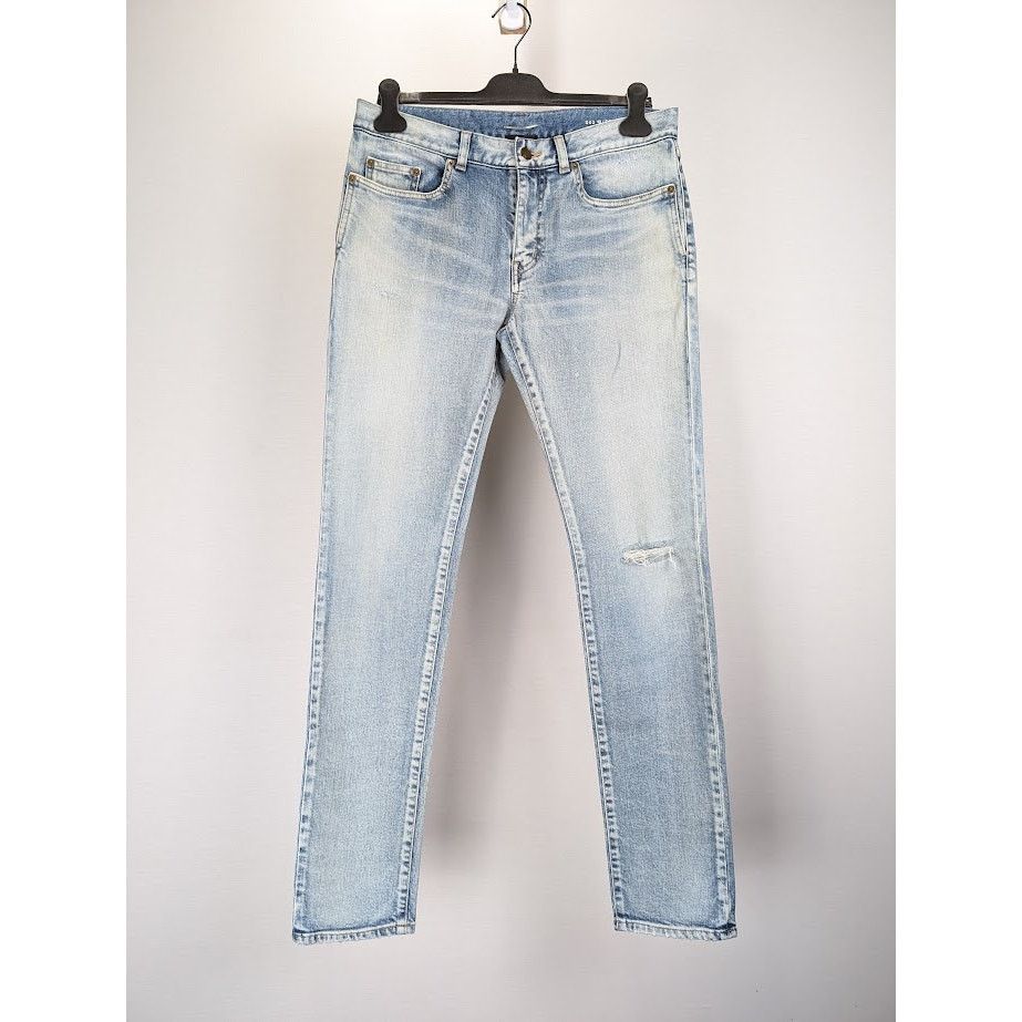 Saint Laurent Paris o1rshd1 Q:2 / Skinny 5 Pockets Low Pants Santa Monica Blue Size US 32 / EU 48 - 1 Thumbnail