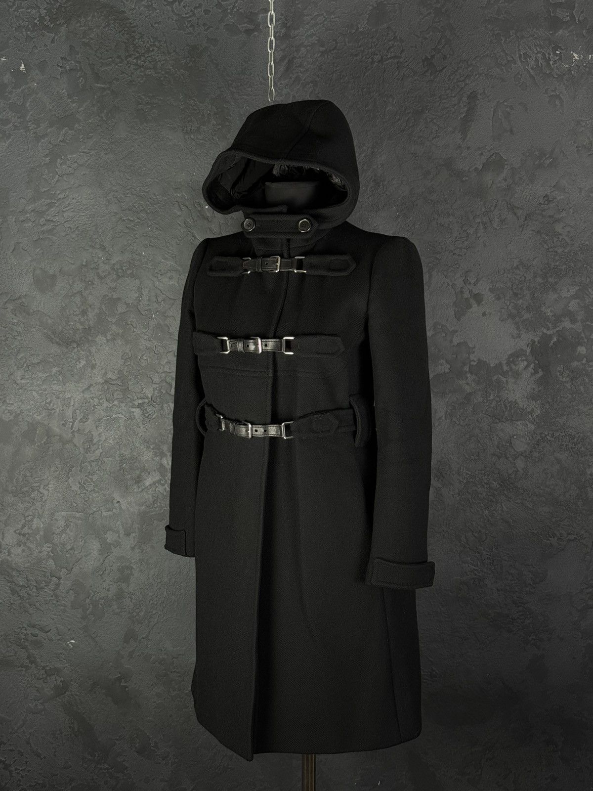 Prada 2000s Prada Women’s Black Buckled Wool Long Duffle Coat Size S / US 4 / IT 40 - 9 Thumbnail