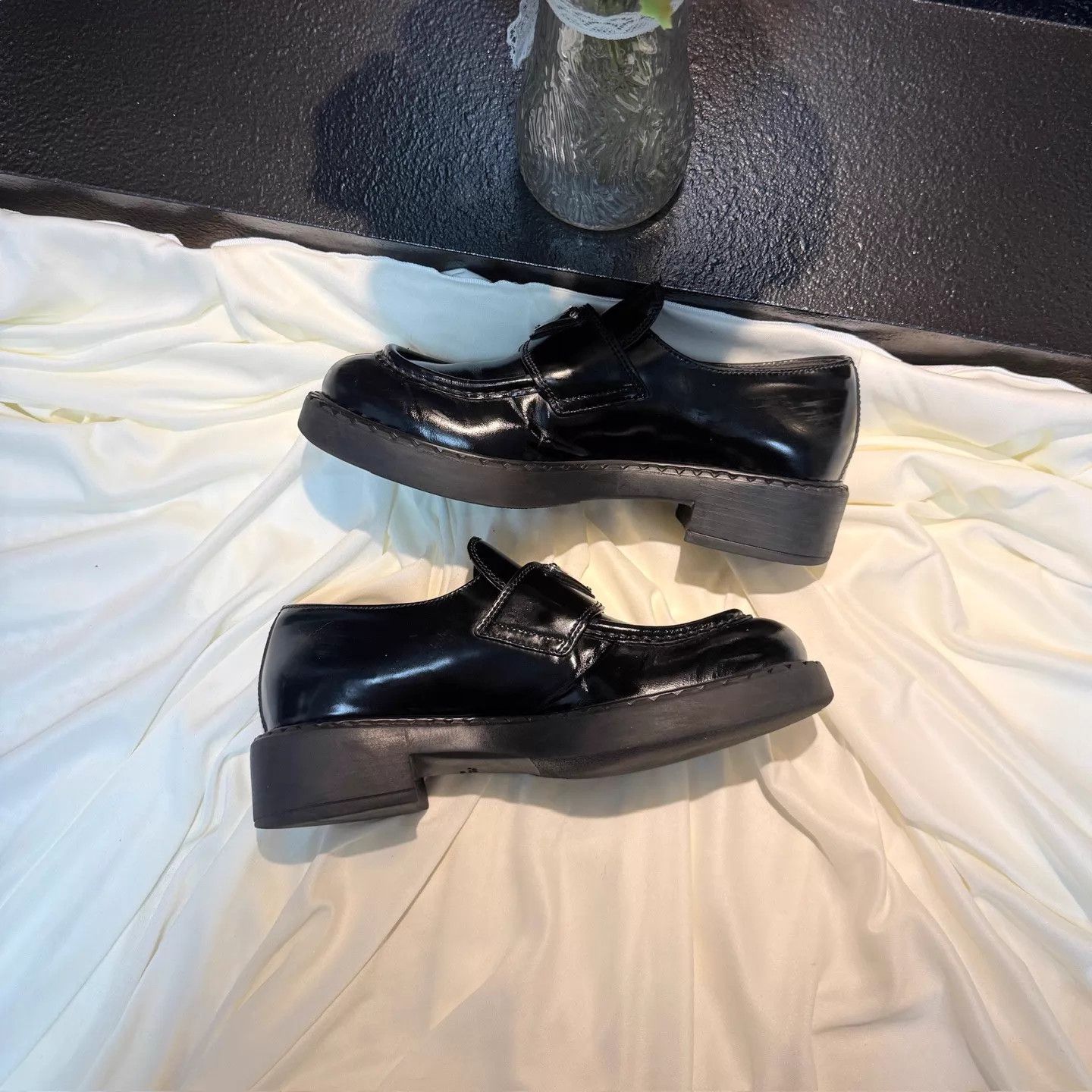 Prada Prada Women's Black Silver Triangle Loafer 36 99New nh3015 Size US 5.5 / IT 35.5 - 4 Thumbnail