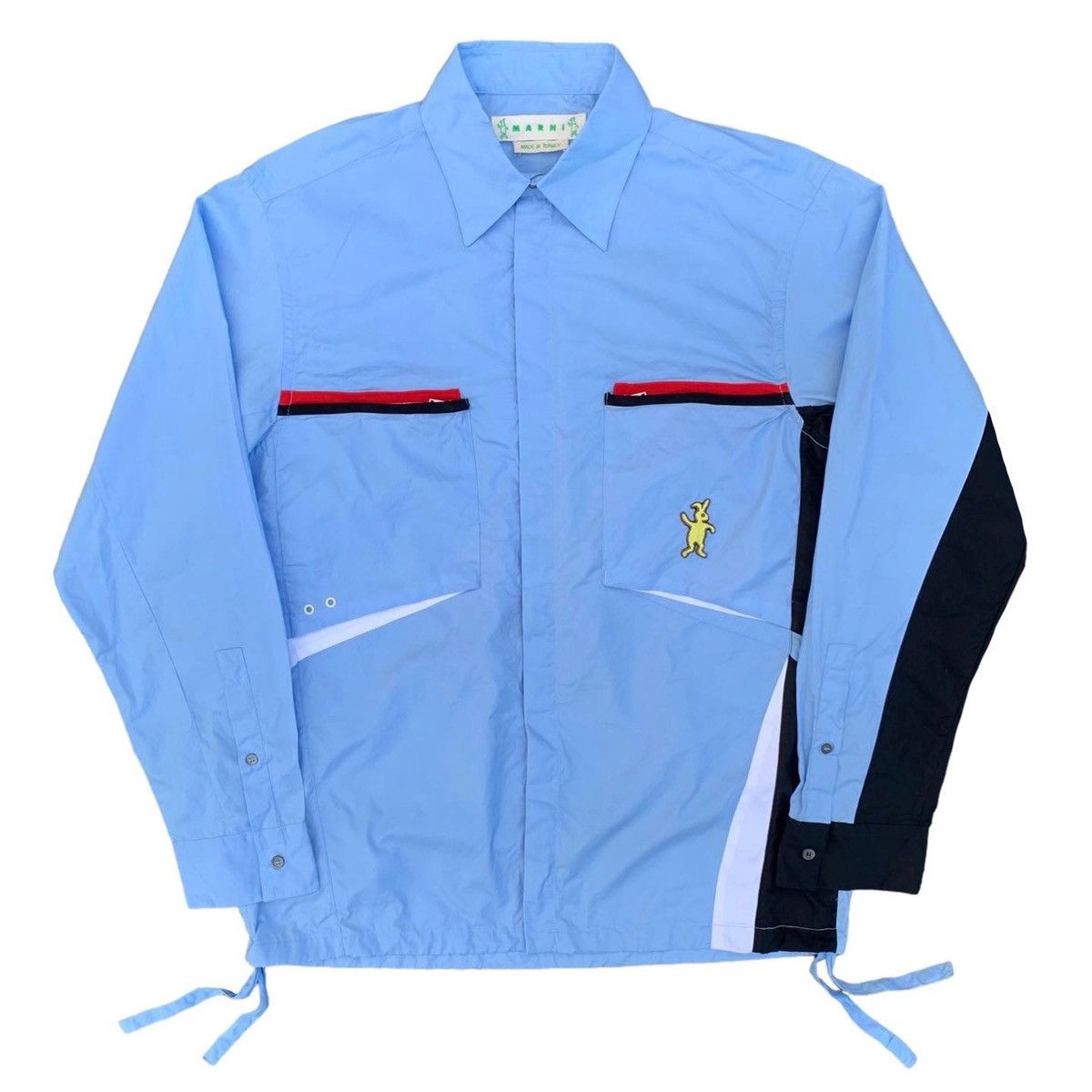 image of Marni Dance Bunny Double Zip Pocket Shirt in Blue, Men's (Size XL)