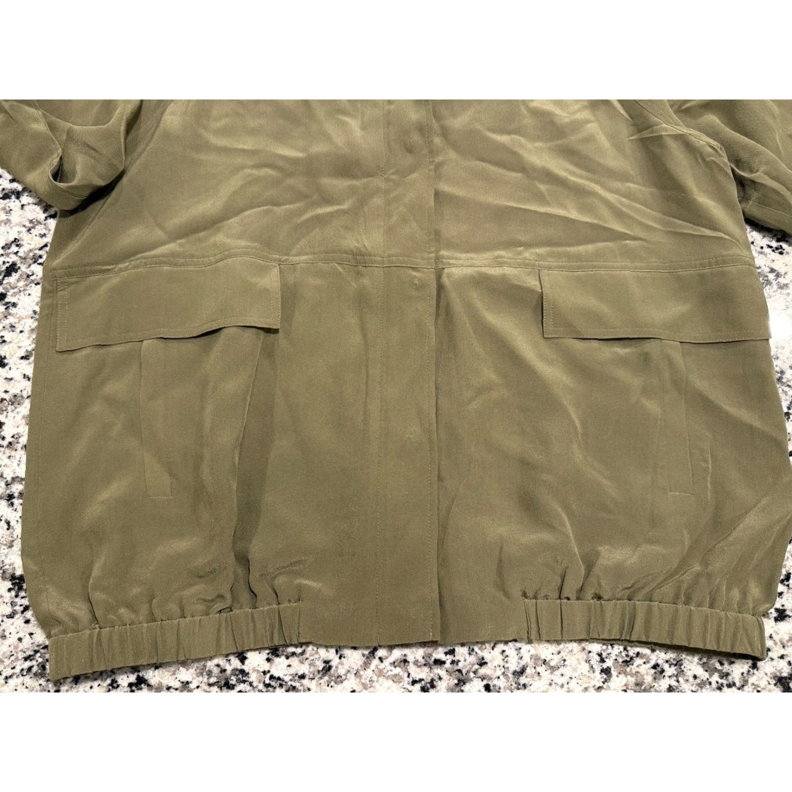 Eileen Fisher Eileen Fisher Jacket Women Small Silk Bomber Zip Front Lightweight Pockets Green Silk Lined Womens Size S / US 4 / IT 40 - 5 Thumbnail