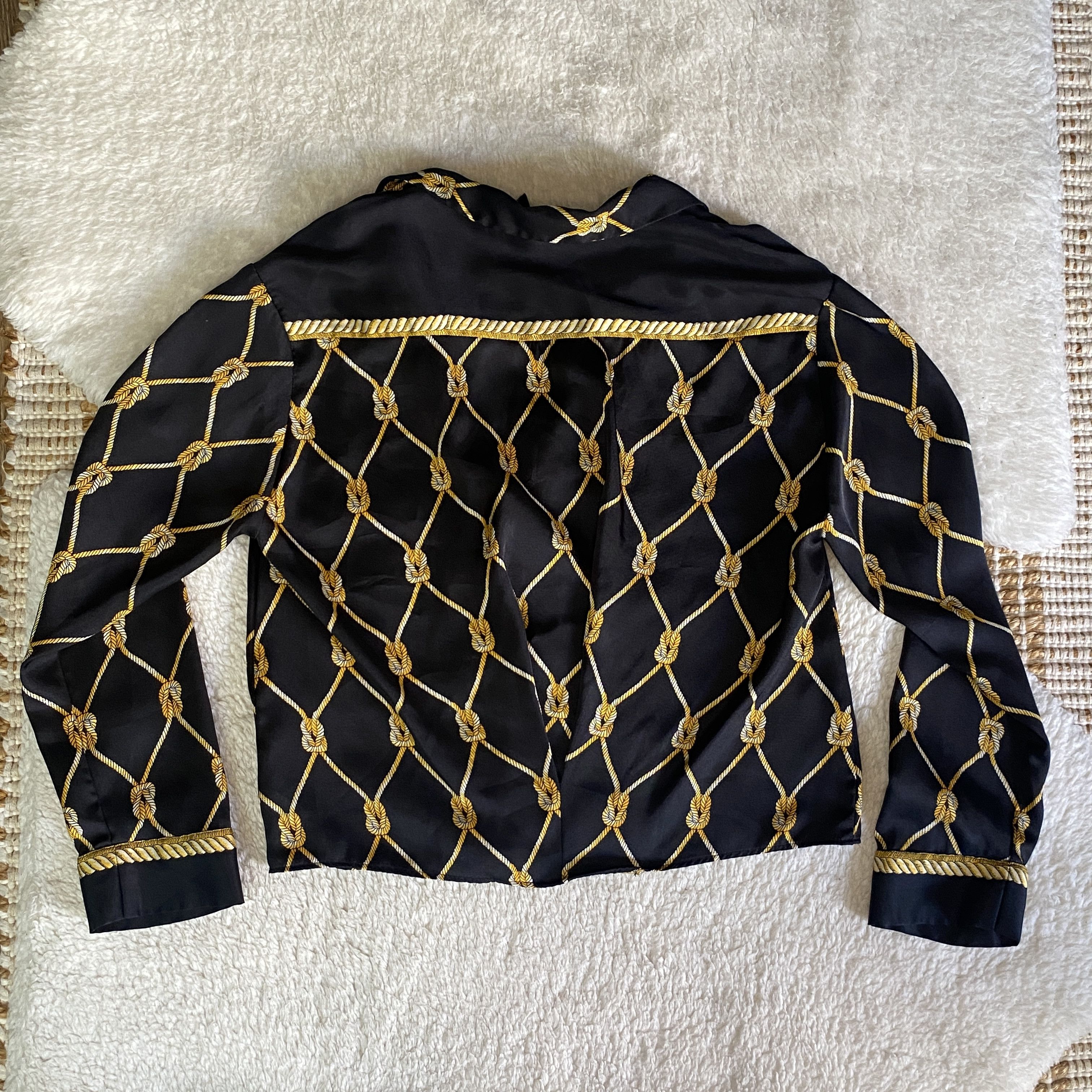 Zara ZARA TRF Collection Black Gold Chain Print Button Up Top Size S / US 4 / IT 40 - 4 Thumbnail