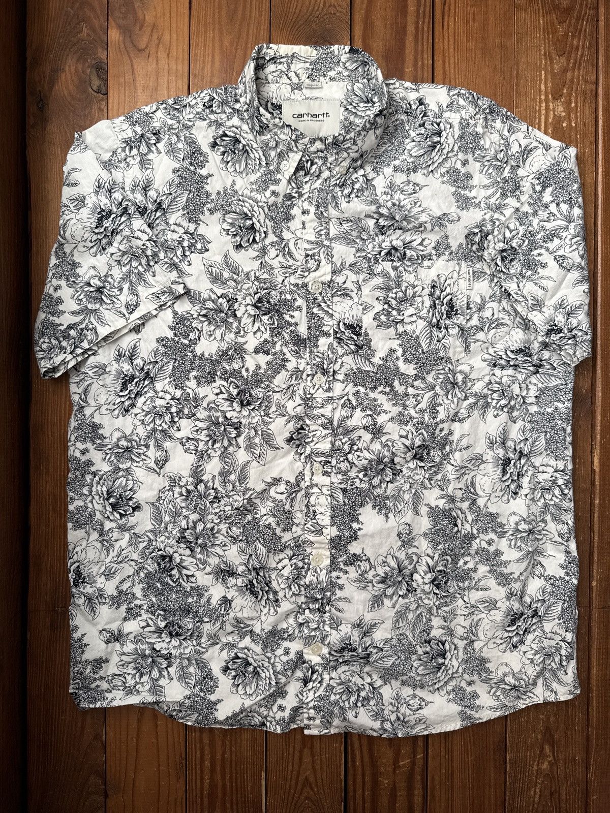 Carhartt Wip Carhartt Work In Progress White Rose Floral Button Shirt Size US L / EU 52-54 / 3 - 1 Thumbnail