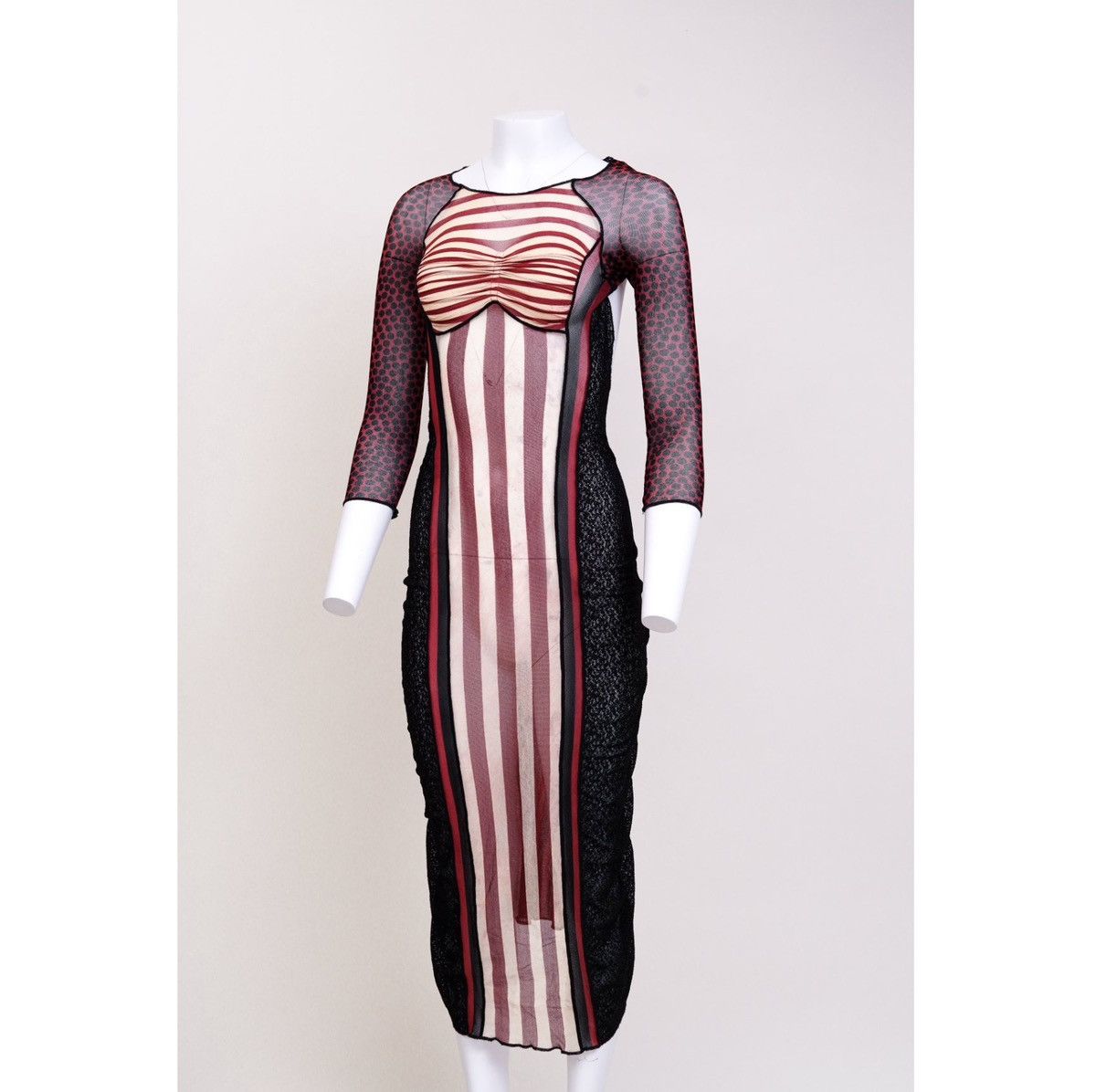 Jean Paul Gaultier Jean Paul Gaultier S/S 1996 Striped Mesh Dress Size S / US 4 / IT 40 - 4 Thumbnail