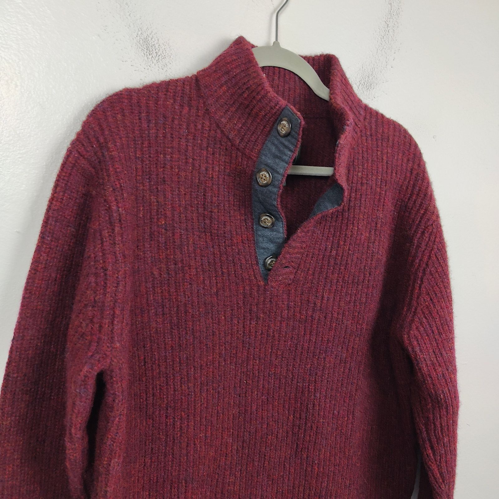 Woolrich Woolen Mills Woolrich Knit Henley Sweater Mens Medium Dark Red Thick Knit Size US M / EU 48-50 / 2 - 2 Thumbnail