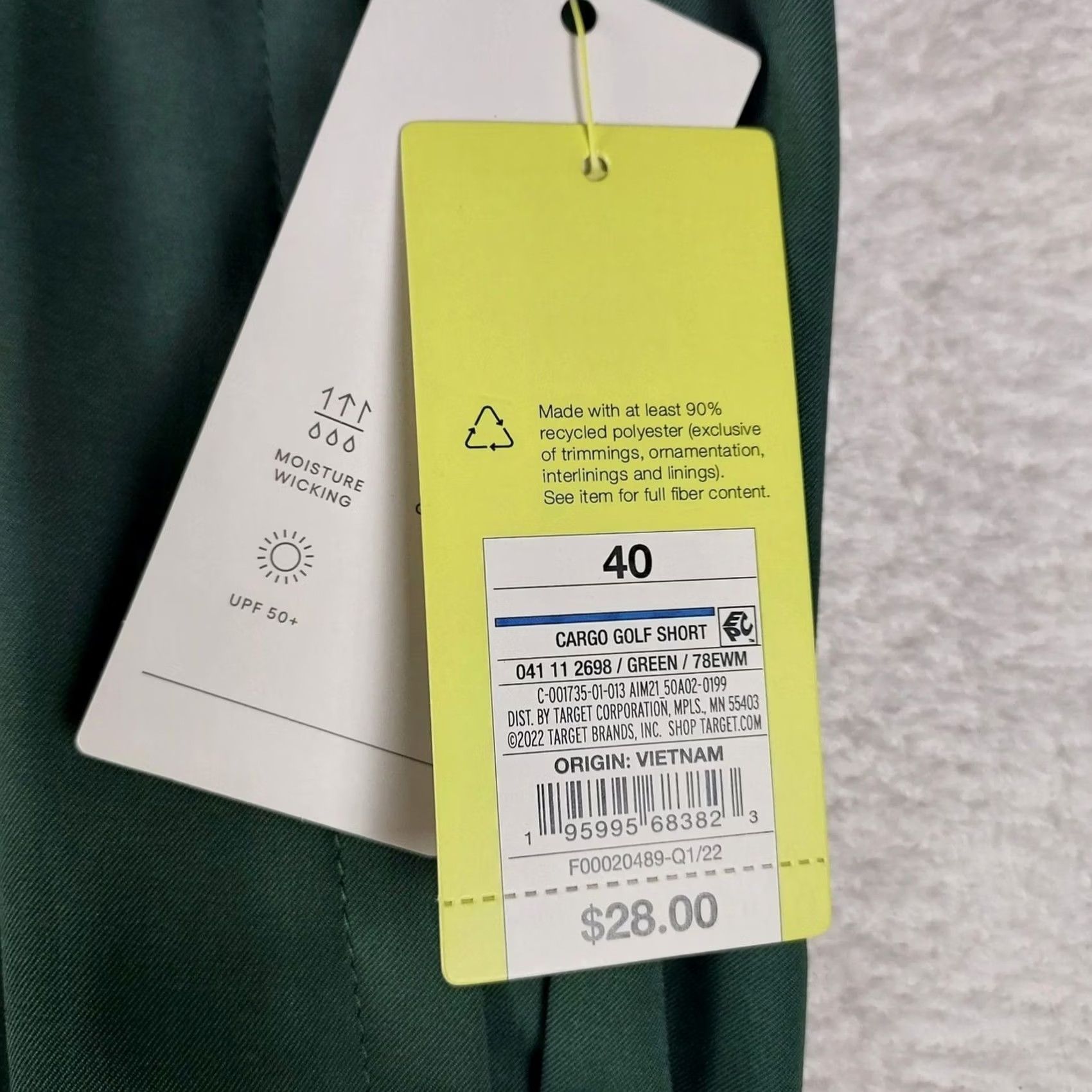Vintage All In Motion Mens Cargo Golf Shorts Size 40 Green 8" Inseam Zipper Pocket Quick Dry Moisture Wicking UPF 50 Belted Casual Golf Summer Mens Size US 40 / EU 56 - 3 Thumbnail
