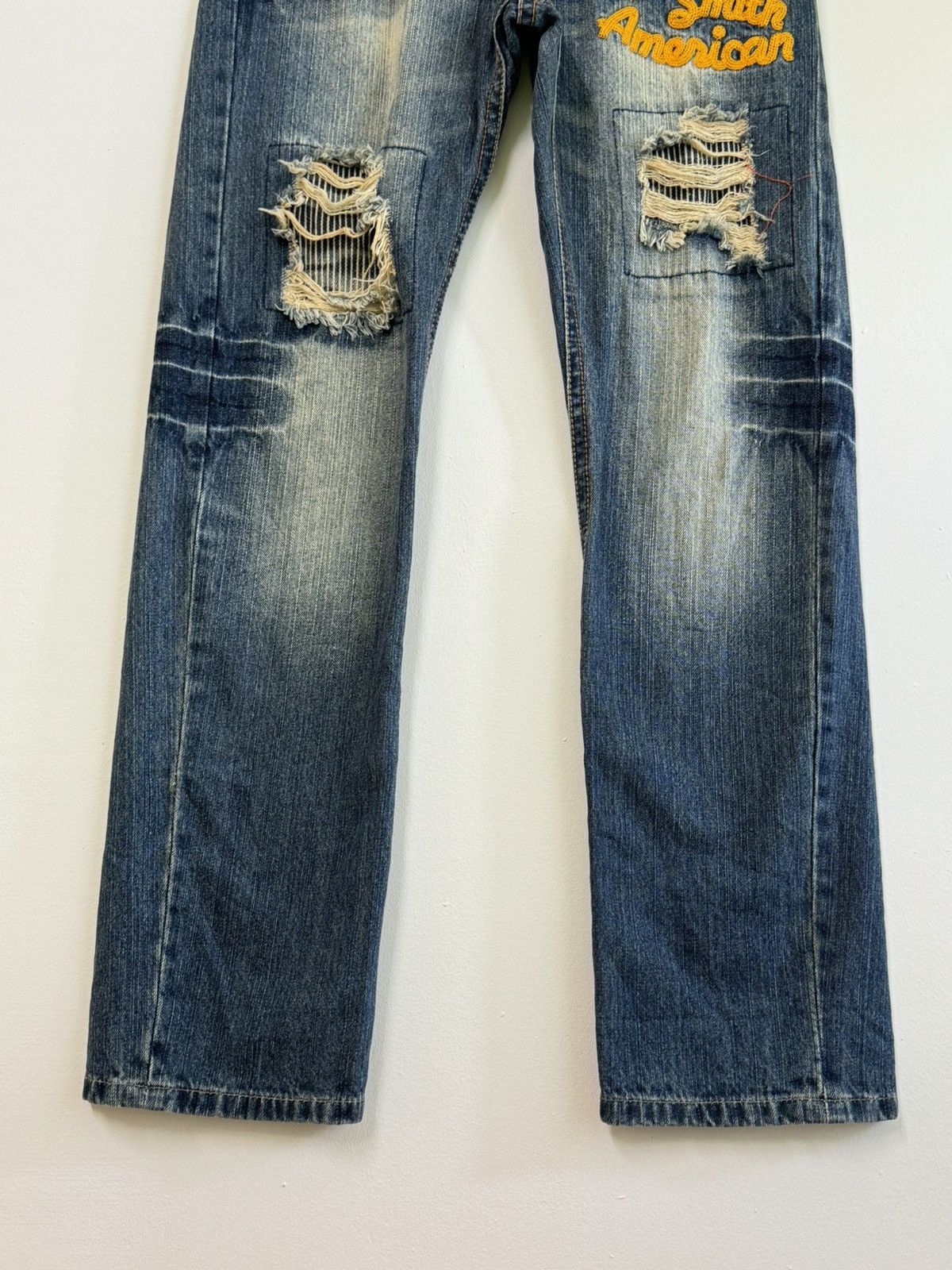 Hysteric Glamour × If Six Was Nine DISTRESSED PLAYCHESS STRIPED EMBROIDERY MUDDY WASH DENIM Size US 31 - 6 Thumbnail