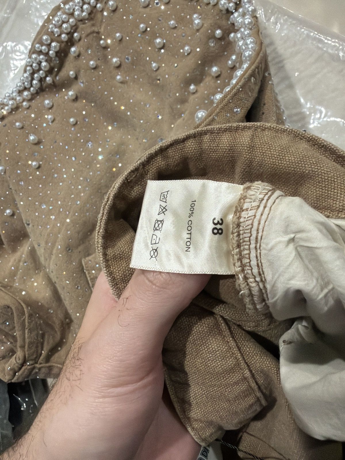 Vale Vale Forever Sand Storm Rhinestone Jorts – Tan 38 New Size US 38 / EU 54 - 8 Thumbnail