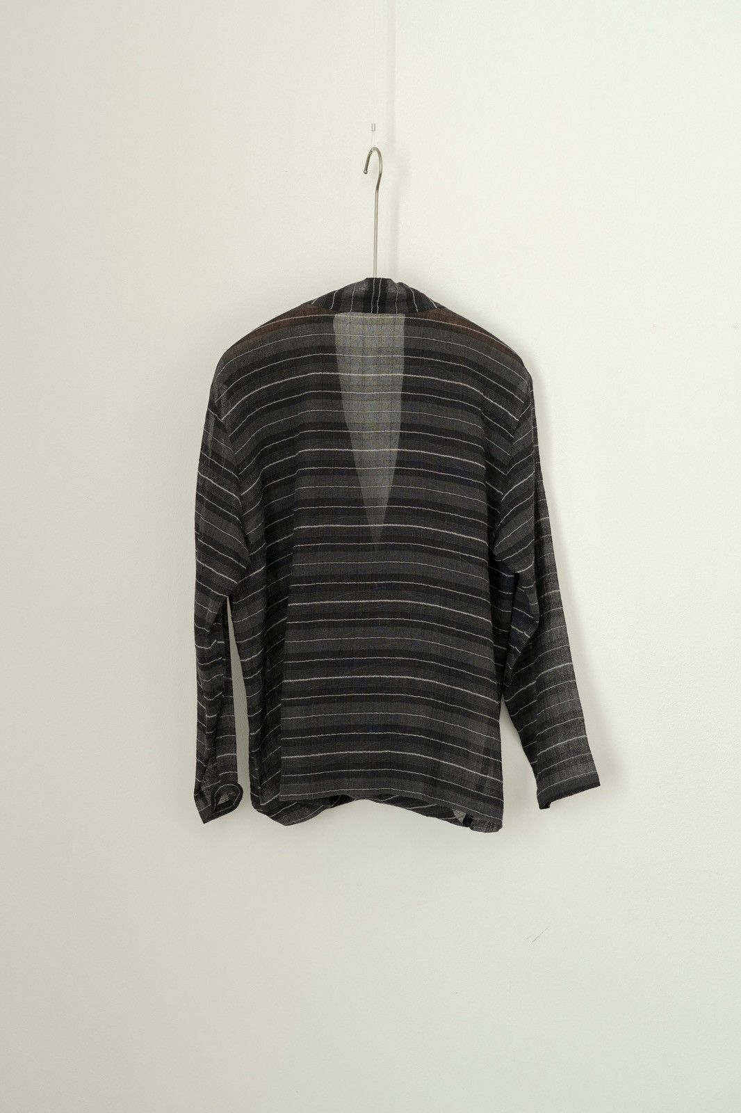 Issey Miyake Issey Miyake Permanente SS97 Sheer Striped Linen Wrap Shirt Size M / US 6-8 / IT 42-44 - 4 Thumbnail