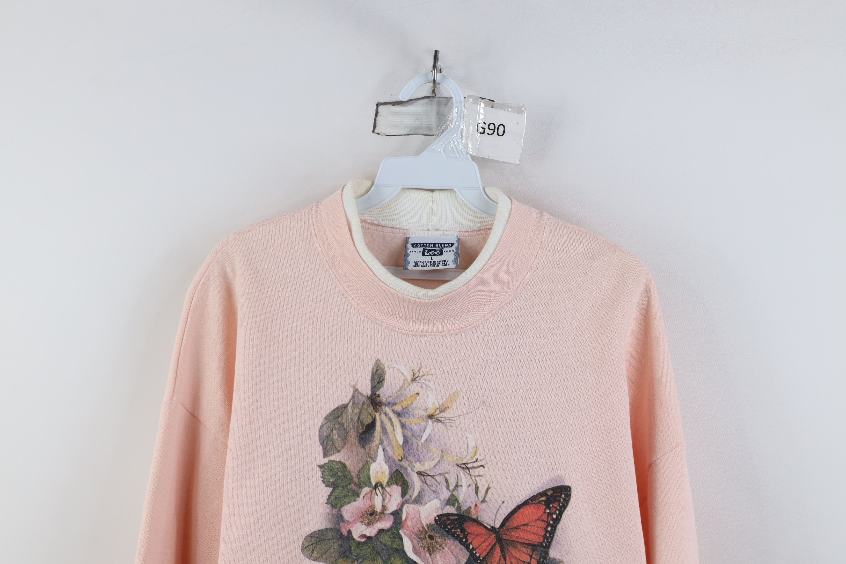 Vintage Vintage 90s Streetwear Butterfly Layered Sweatshirt Pink Size L / US 10 / IT 46 - 2 Thumbnail