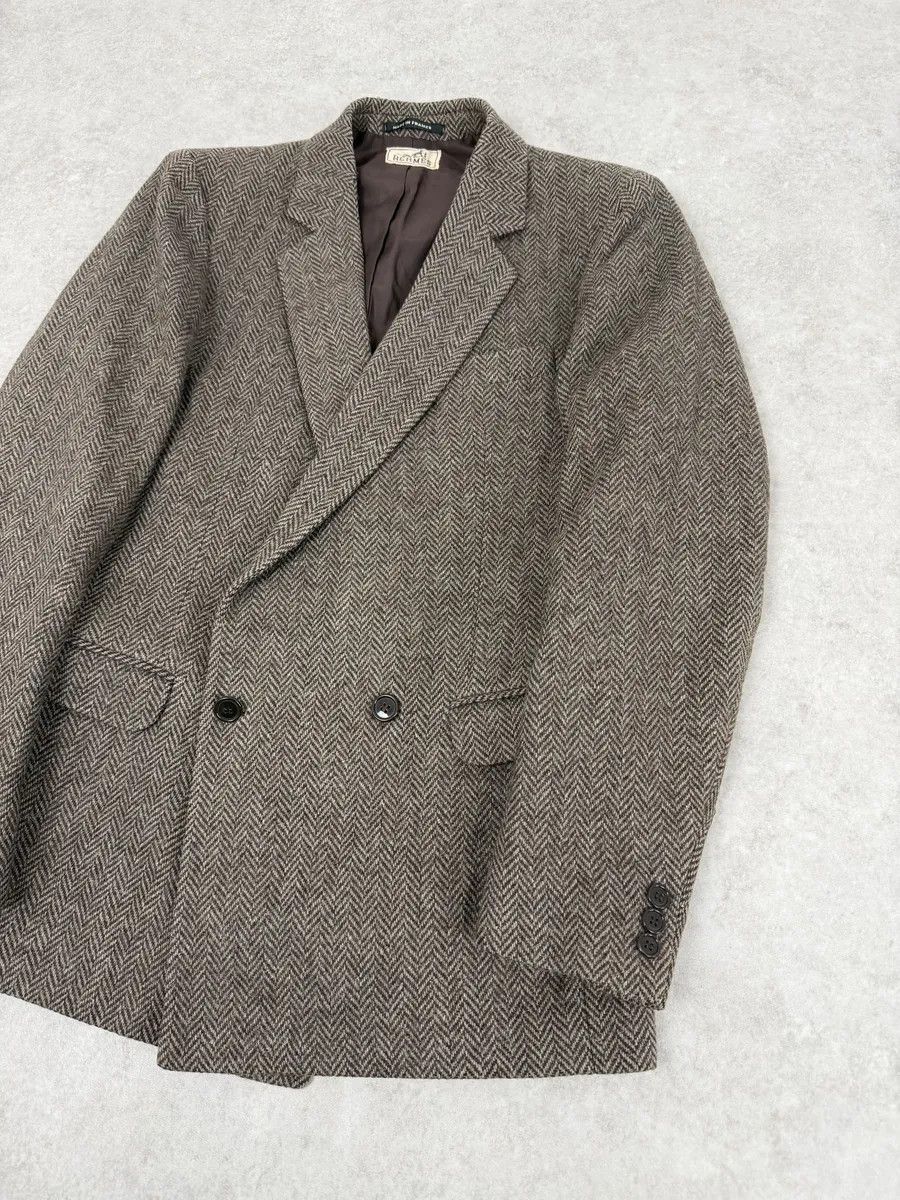 Hermes 1990s Hermès Tweed Brown Blazer Jacket Size US S / EU 44-46 / 1 - 7 Thumbnail