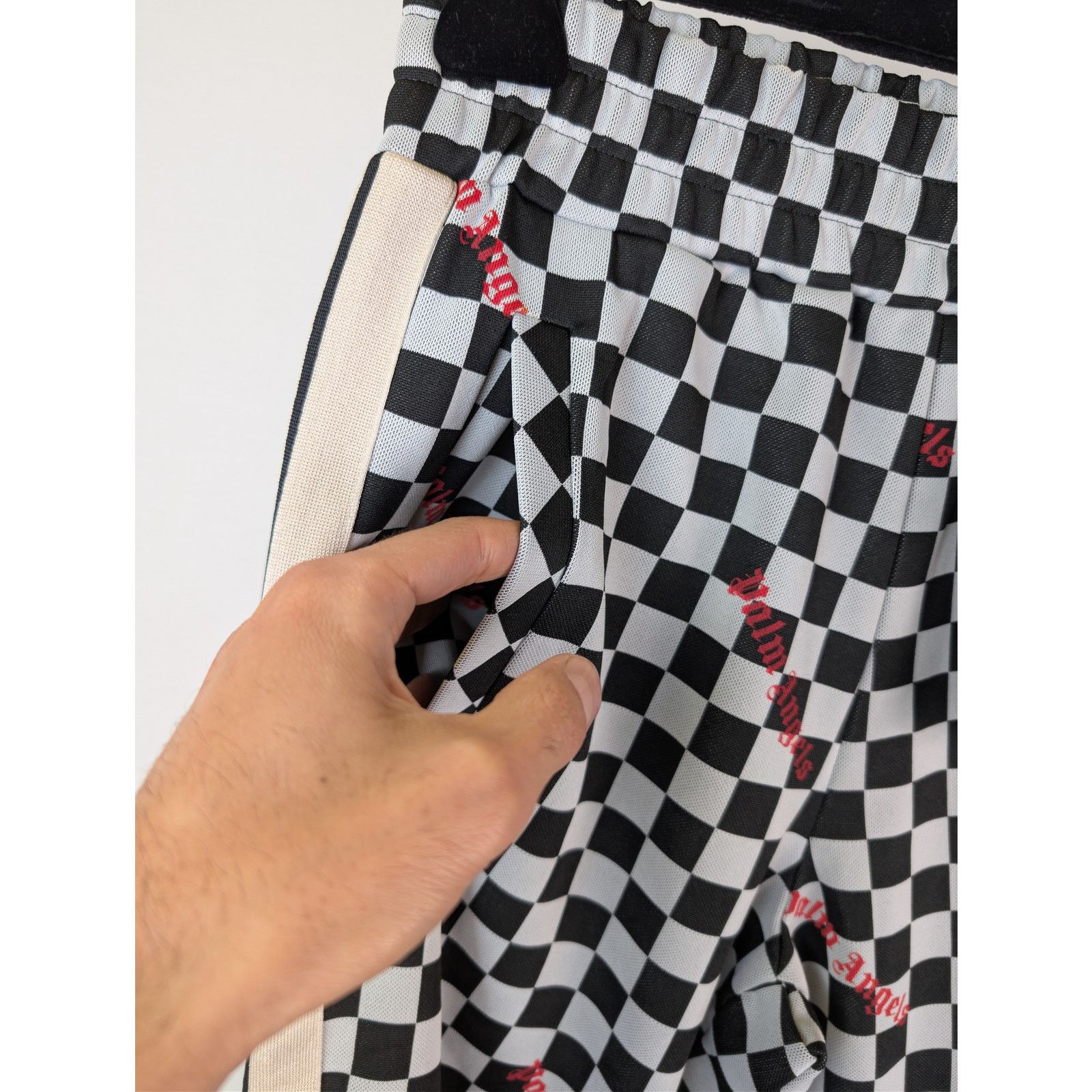 Palm Angels o1rshd1 Jacquard Damier Classic Track Pants in Black / Red Size US 32 / EU 48 - 7 Thumbnail