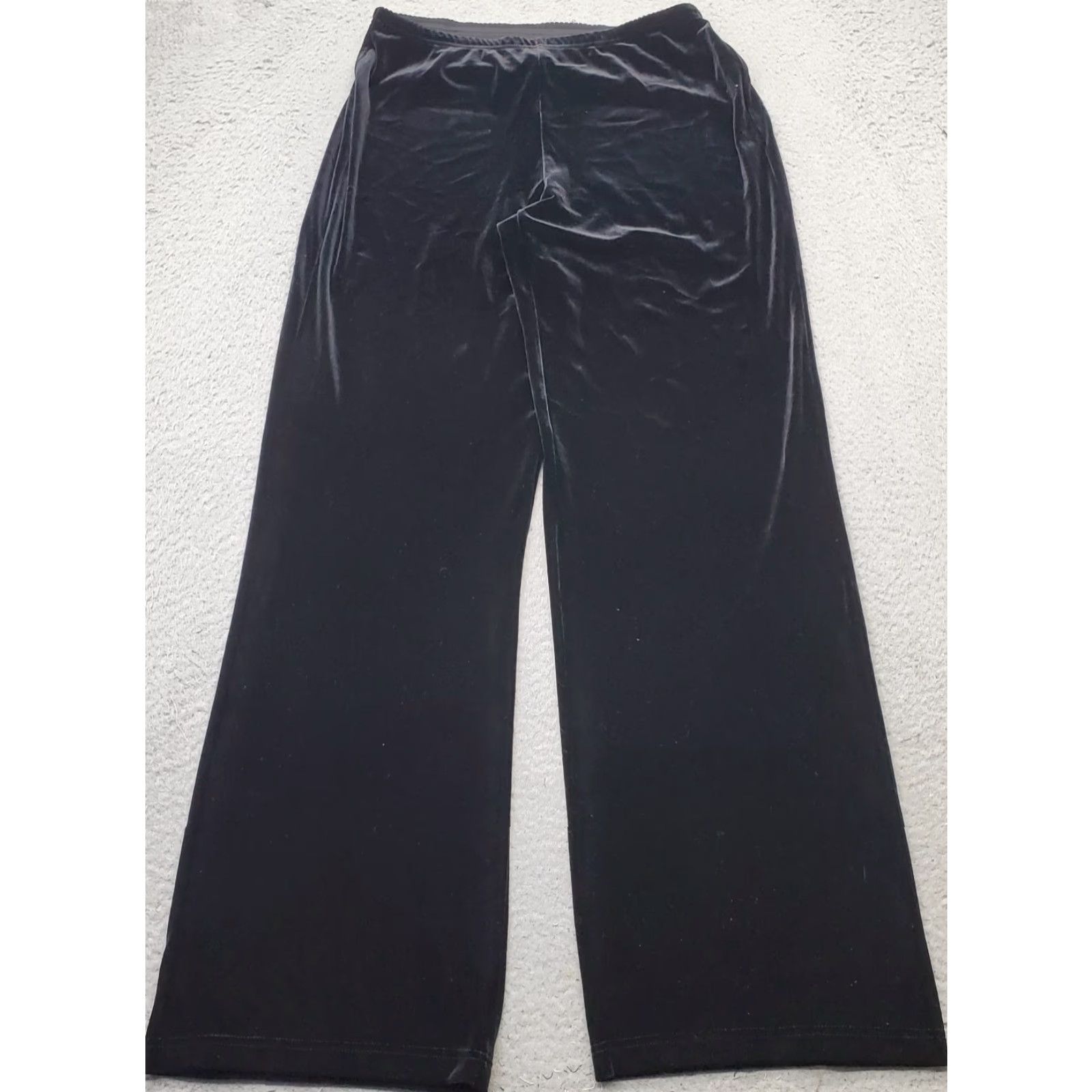 J. Jill J. Jill Velvet Pants Womens S Black Stretch Elastic Waistband Pull On Wide-Leg Pants Size 28" / US 6 / IT 42 - 2 Thumbnail