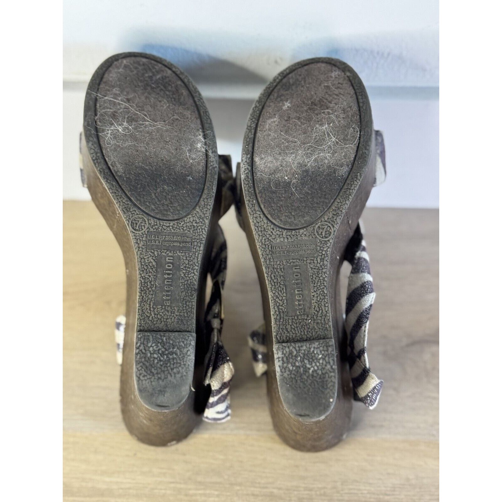 Other Attention Women’s Zebra-Print Cork Wedge Sandals, Size 7 Size US 7 / IT 37 - 6 Thumbnail
