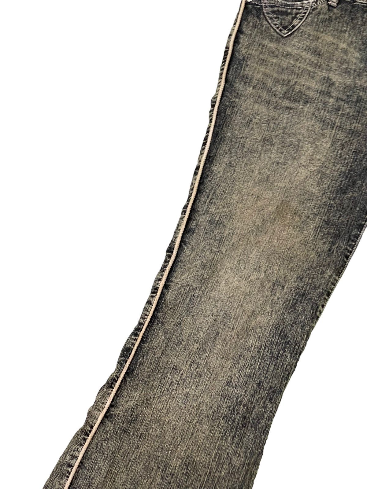 Japanese Brand Flare Jeans Jouer Aux Echecs Faded Stretch Thin Denim 7🟦9 Size US 35 - 6 Thumbnail