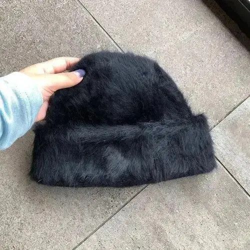 Japanese Brand Akitsuma x oue Fashion Fluffy Rabbit Fur Beanie Hat Size ONE SIZE - 5 Thumbnail