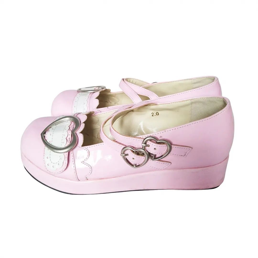 Japanese Brand Bodyline archive pink mary janes with a heart shaped buckle Size US 5 / IT 35 - 4 Thumbnail